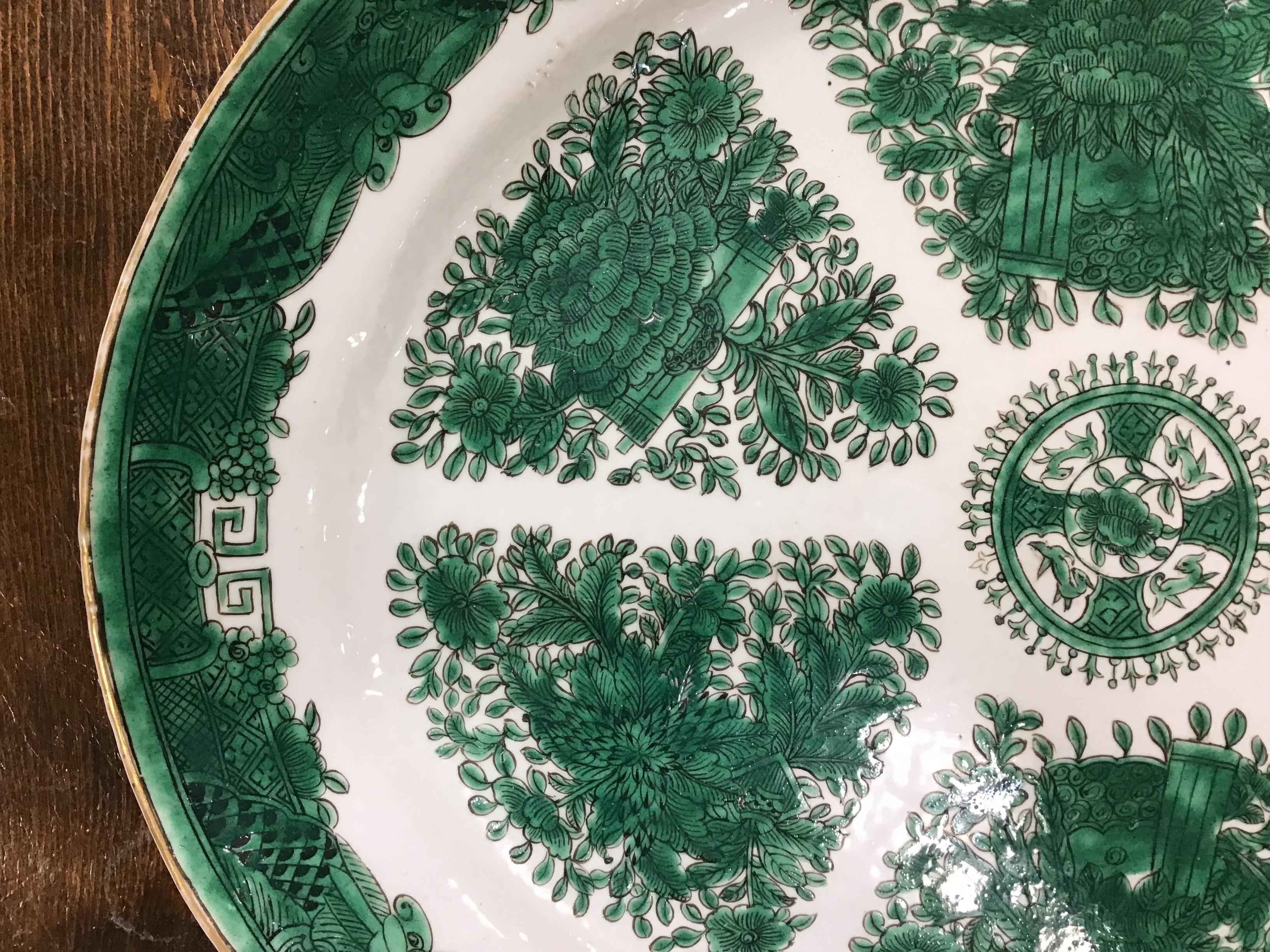19th Century Chinese Export Porcelain Green Fitzhugh Platter
