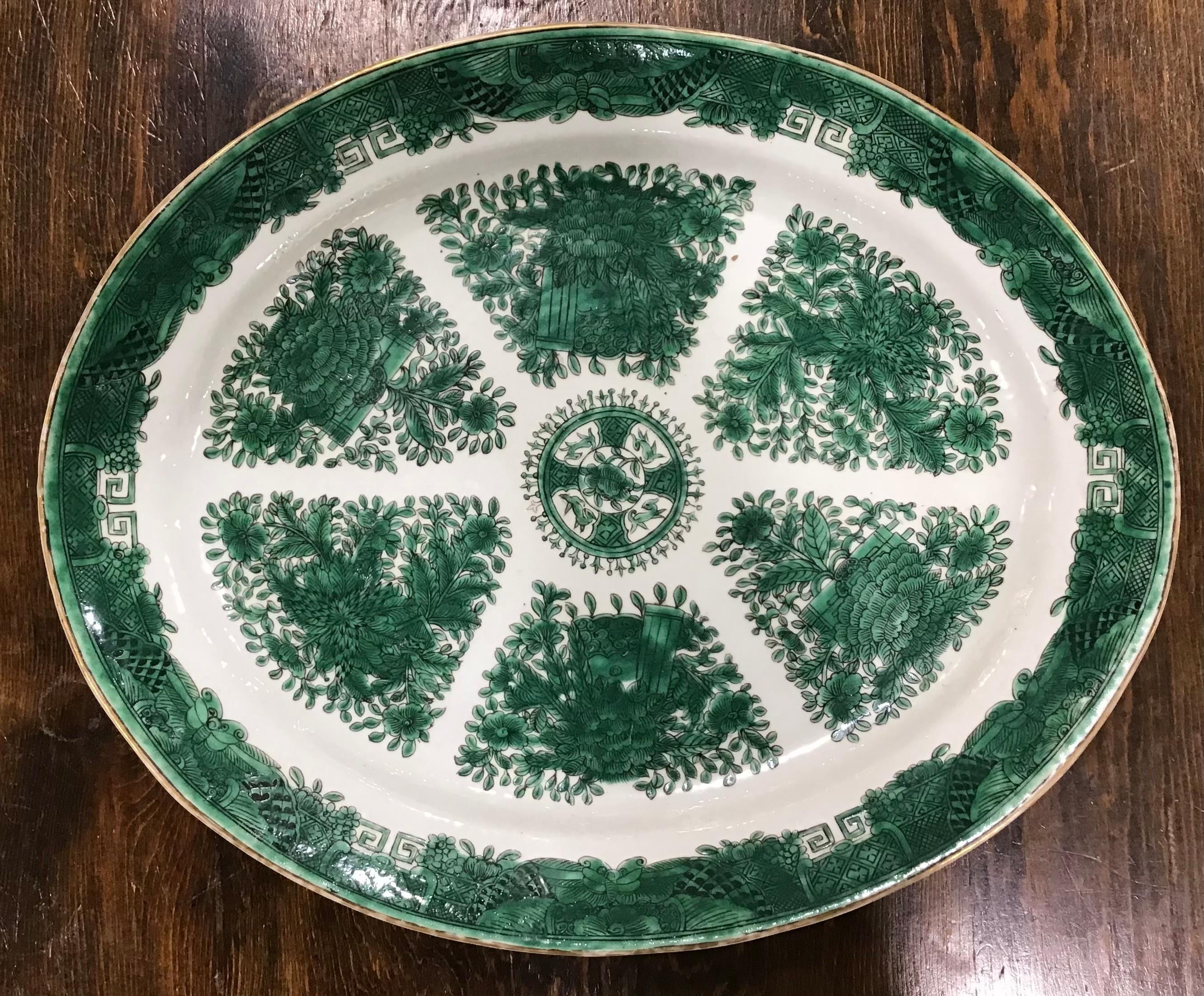Chinese Export Porcelain Green Fitzhugh Platter 4