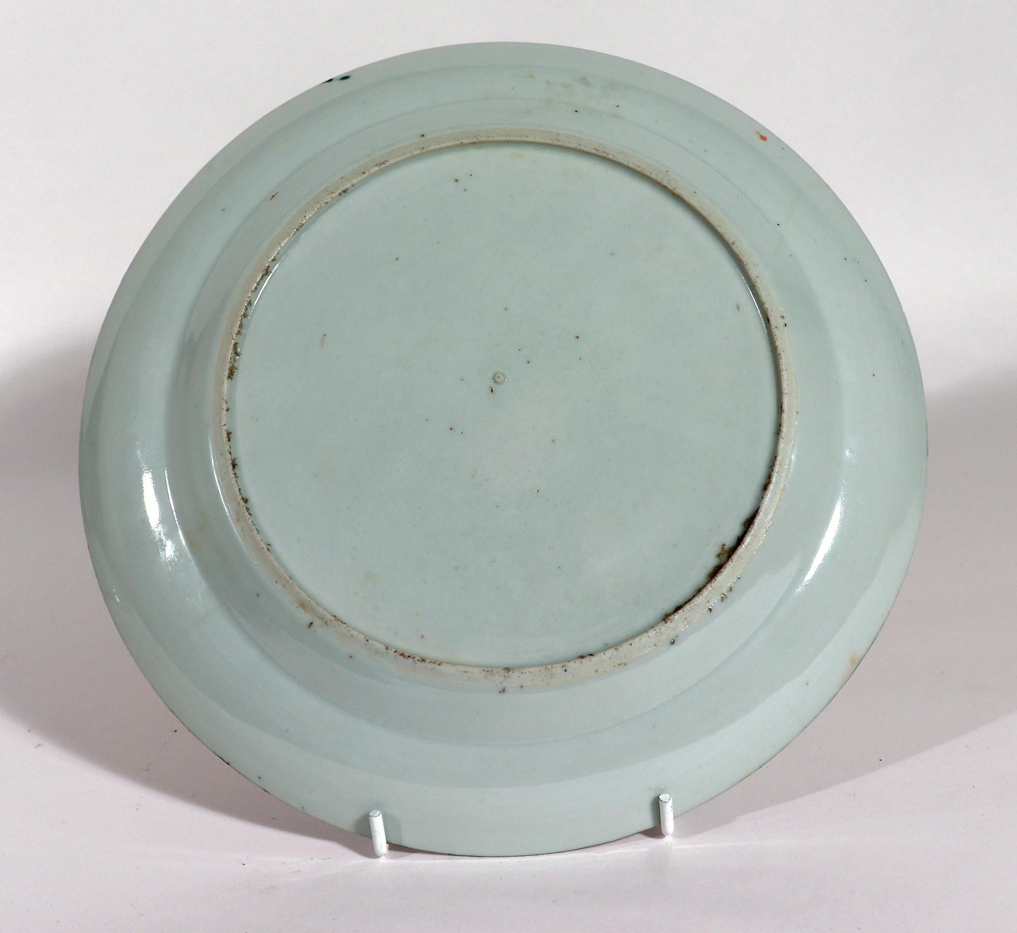 Chinese Export Porcelain Green & Orange Fitzhugh Plates-Set of Six '6' 4