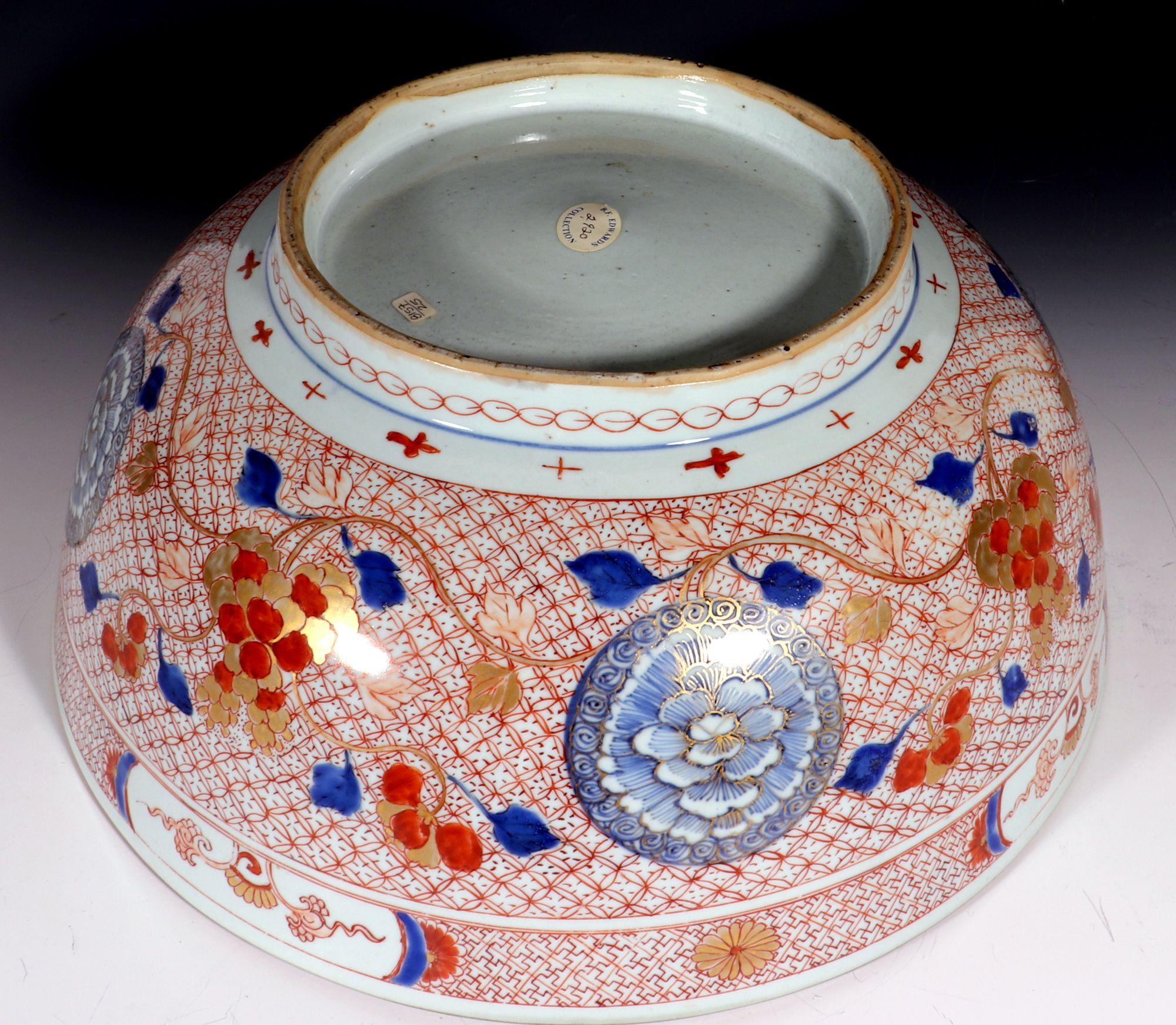 Chinese Export Porcelain Imari & Rouge de Fer Large Punch Bowl For Sale 4