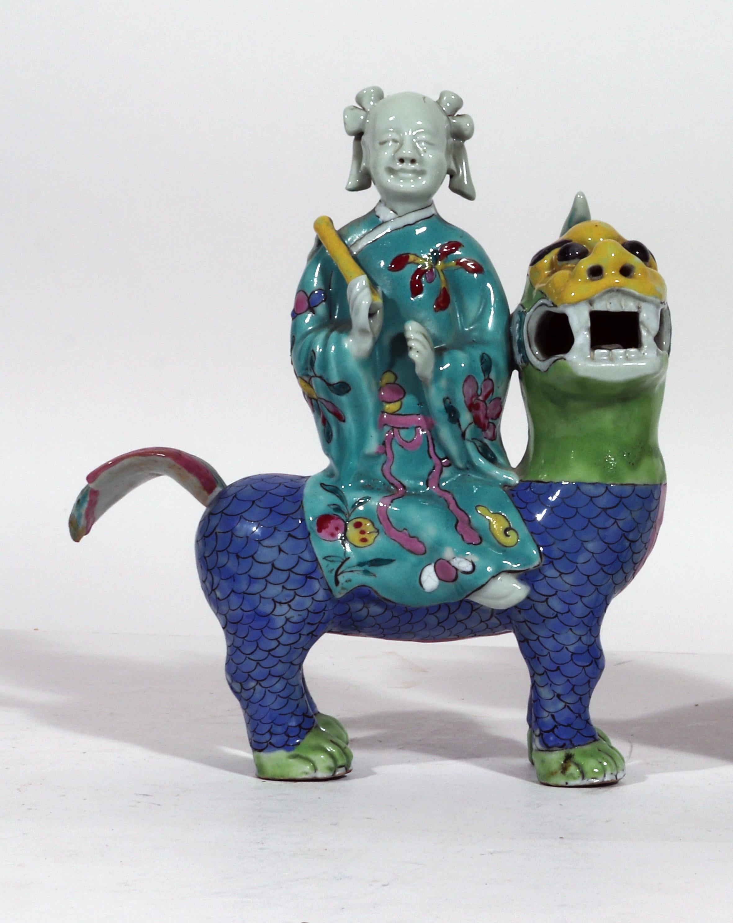 Chinese Export Porcelain Immortals Riding Exotic Beasts 6
