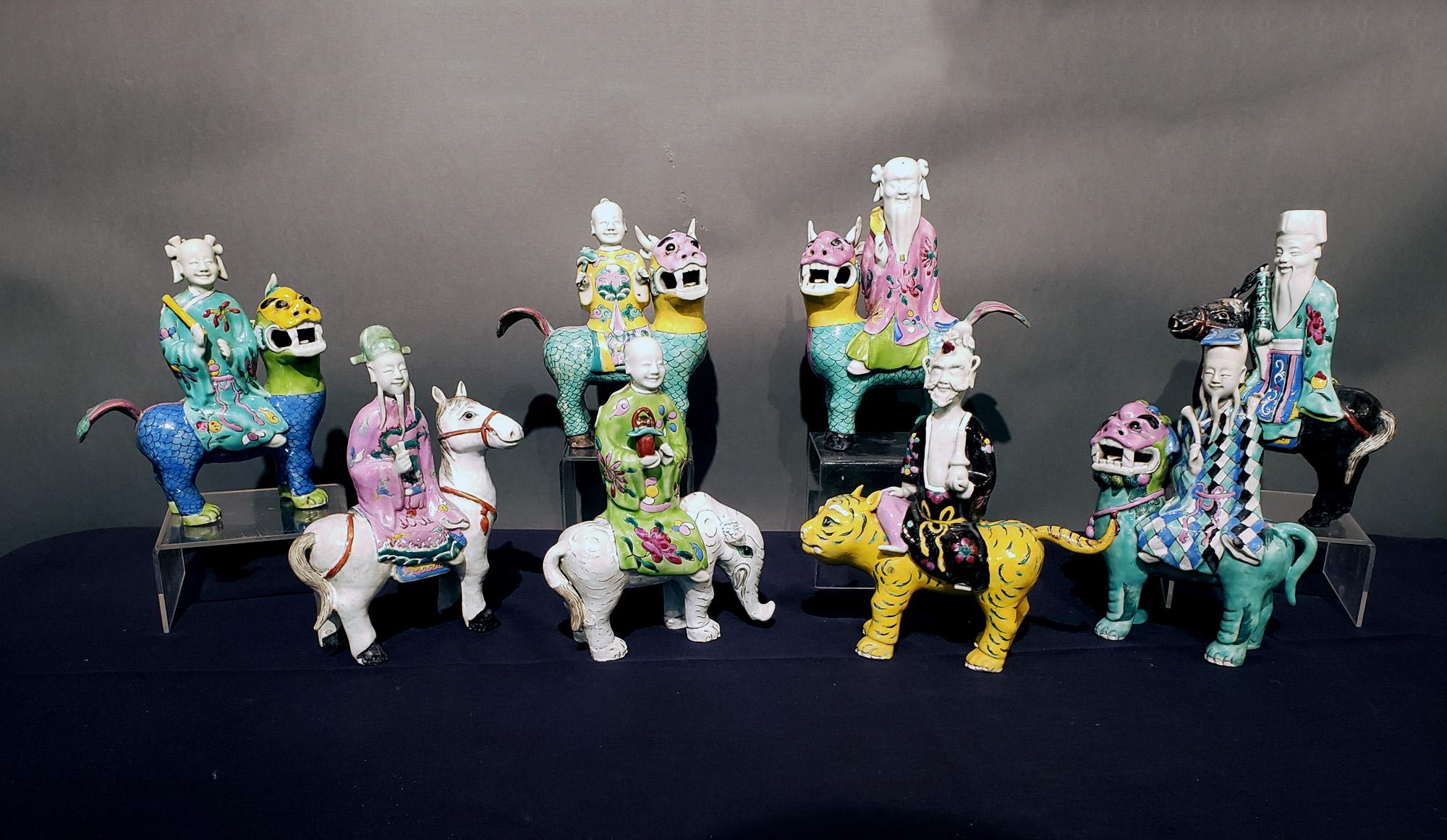 Chinese Export Porcelain Immortals Riding Exotic Beasts 8
