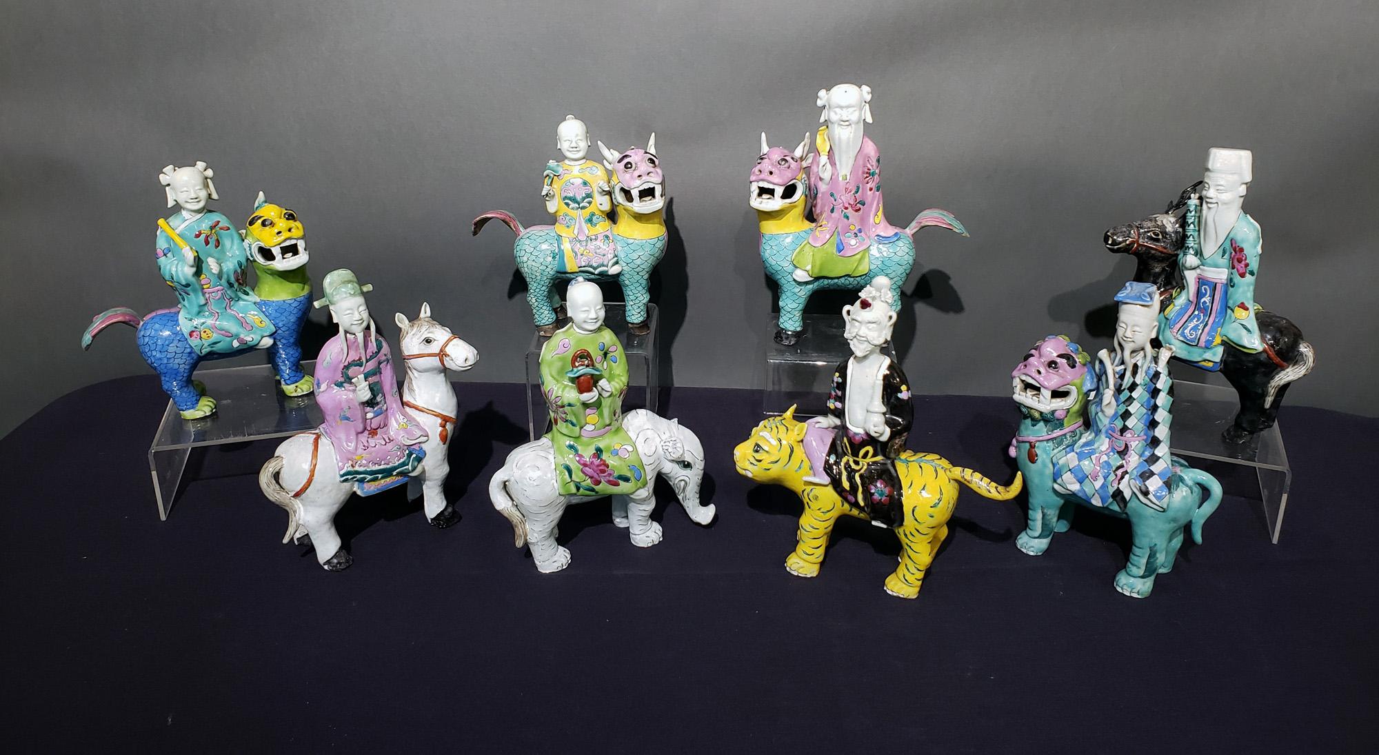 Chinese Export Porcelain Immortals Riding Exotic Beasts 9
