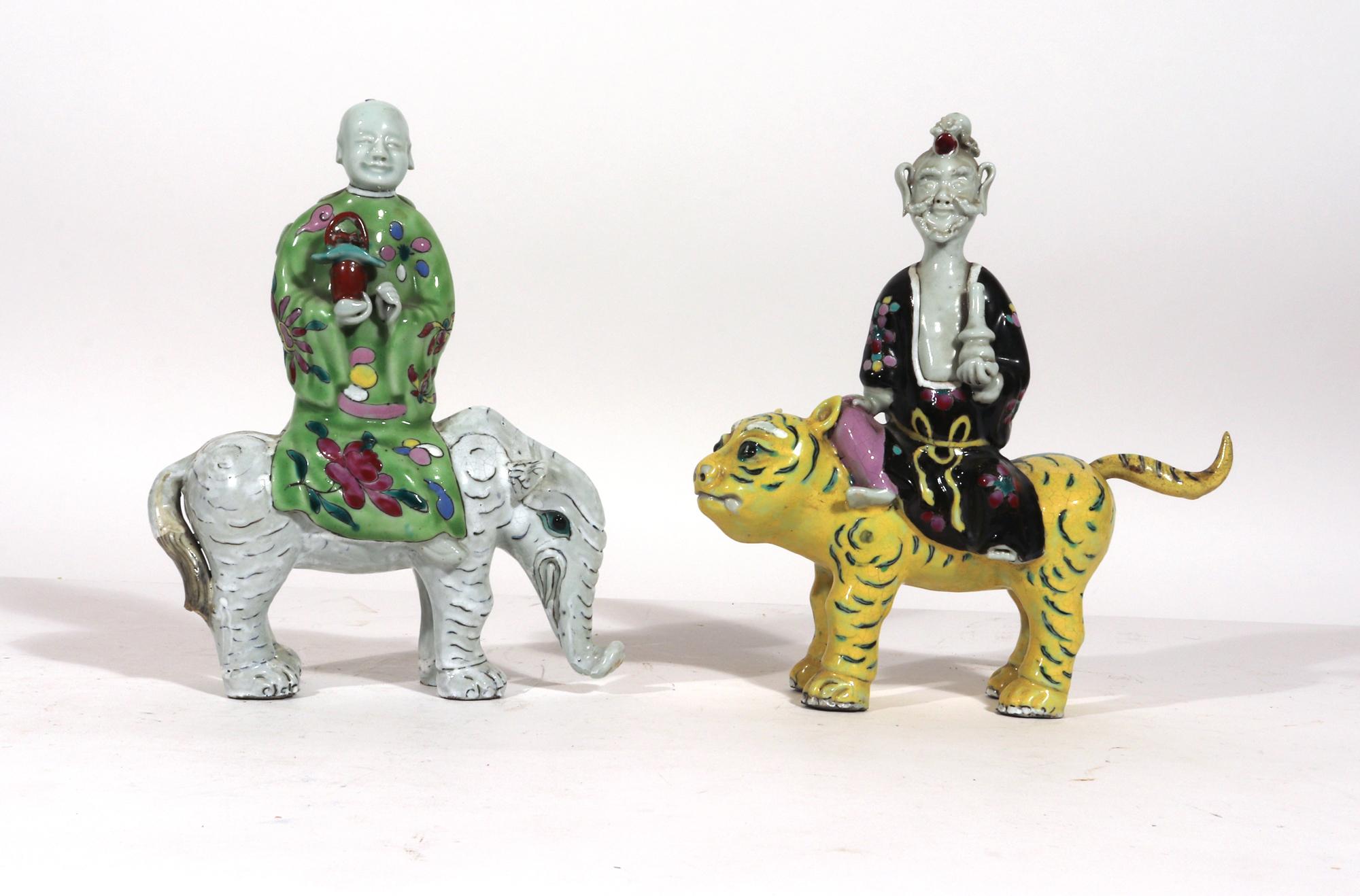 Chinese Export Porcelain Immortals Riding Exotic Beasts 1