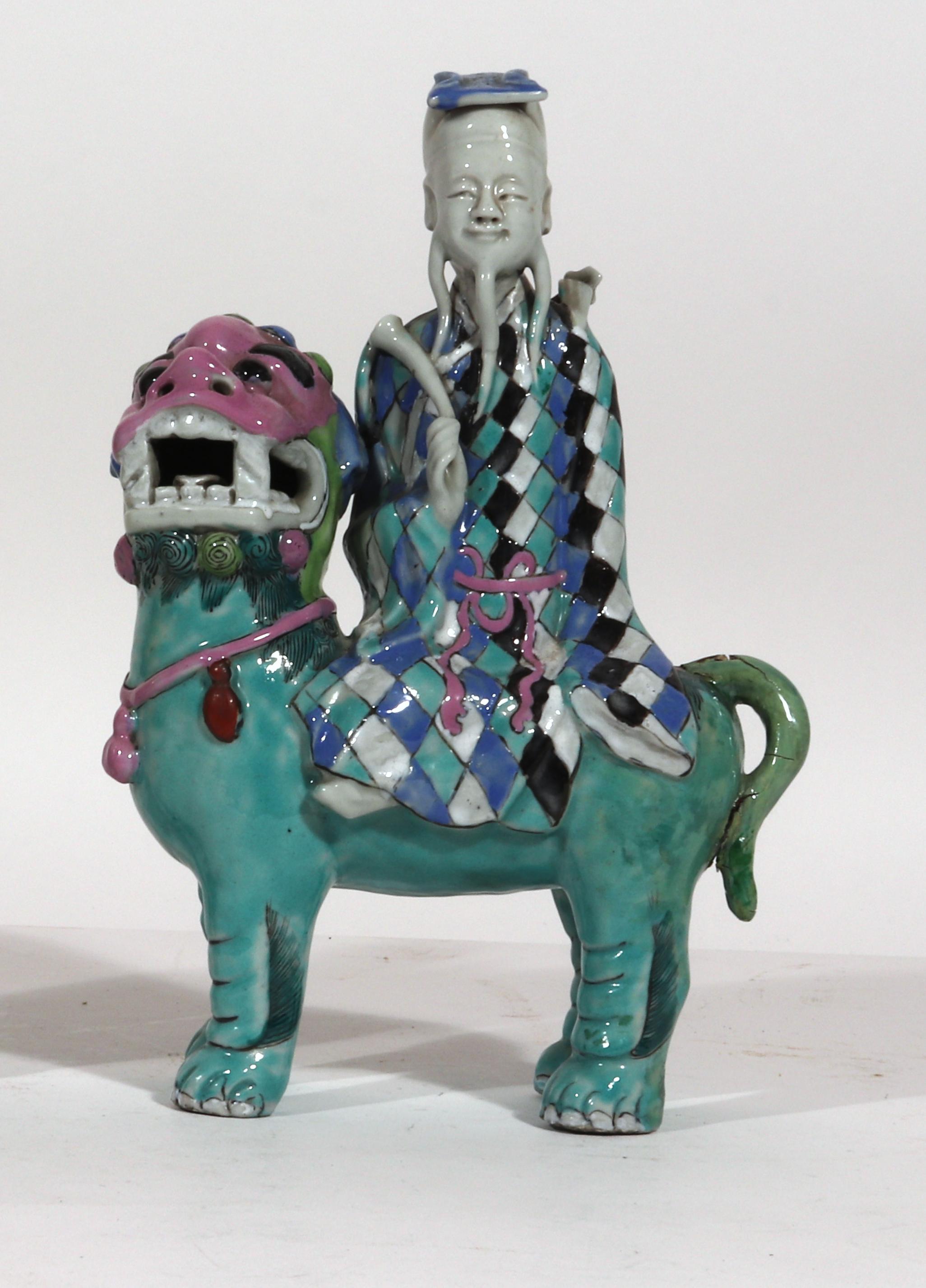 Chinese Export Porcelain Immortals Riding Exotic Beasts 5