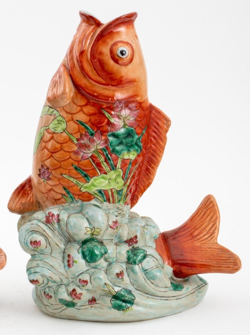 Chinese Export Porcelain Koi Fish Form Vases For Sale 3