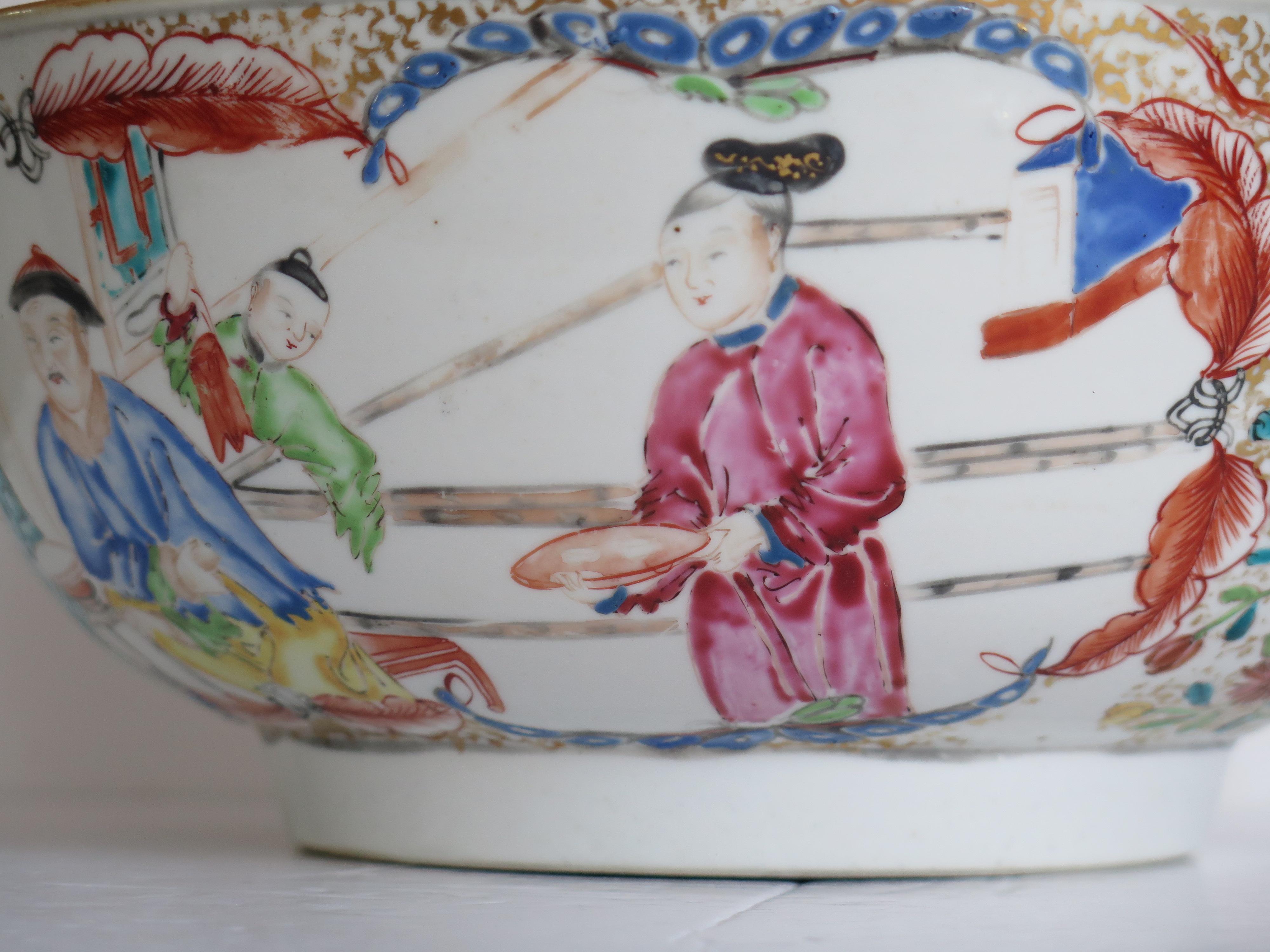 Large Chinese Export Porcelain Bowl Finely Hand Painted, Qing Qianlong Ca 1770 1
