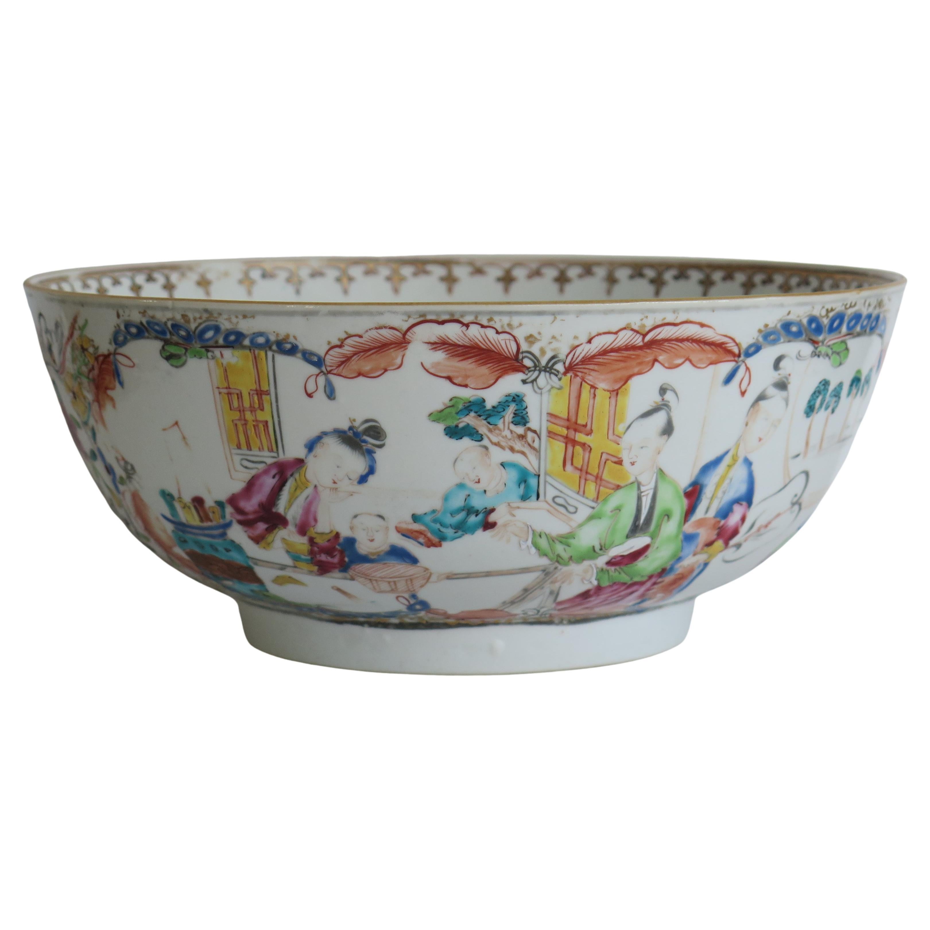 Large Chinese Export Porcelain Bowl Finely Hand Painted, Qing Qianlong Ca 1770