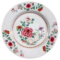 Piatto grande in porcellana cinese da esportazione con fiori Famille Rose