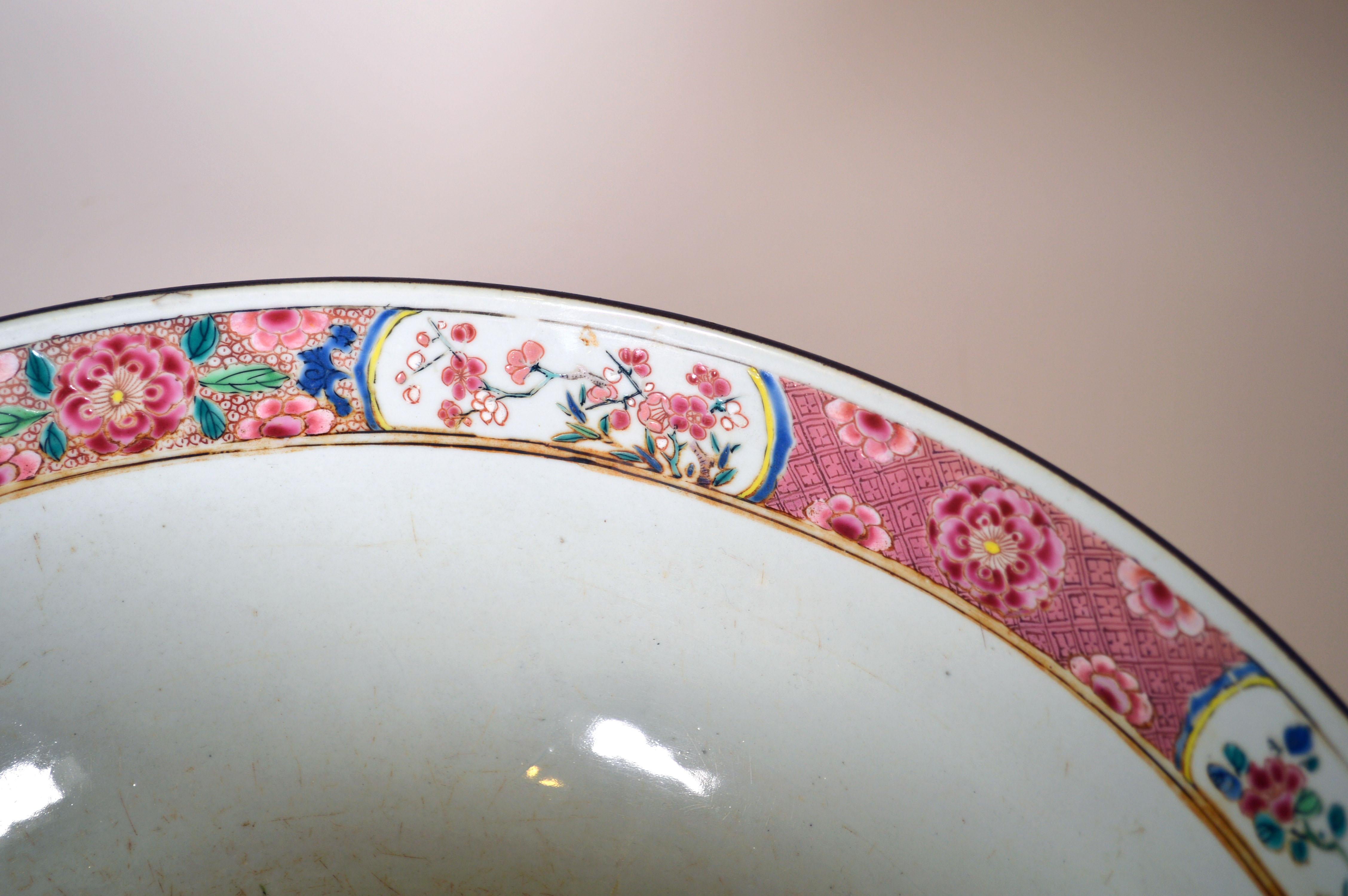 Chinese Export Porcelain Large Famille Rose Punch Bowl, Circa 1765 6