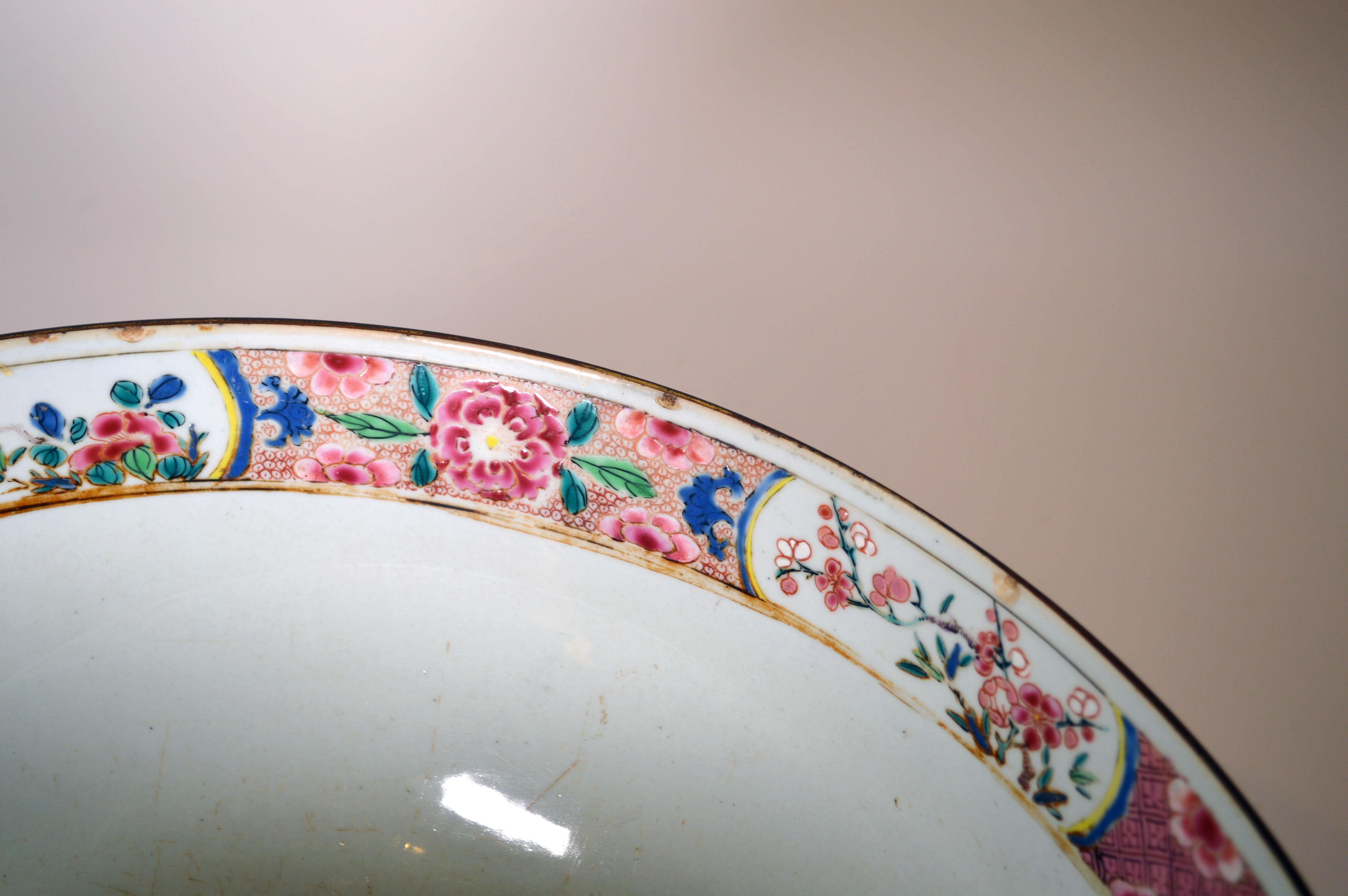Chinese Export Porcelain Large Famille Rose Punch Bowl, Circa 1765 8