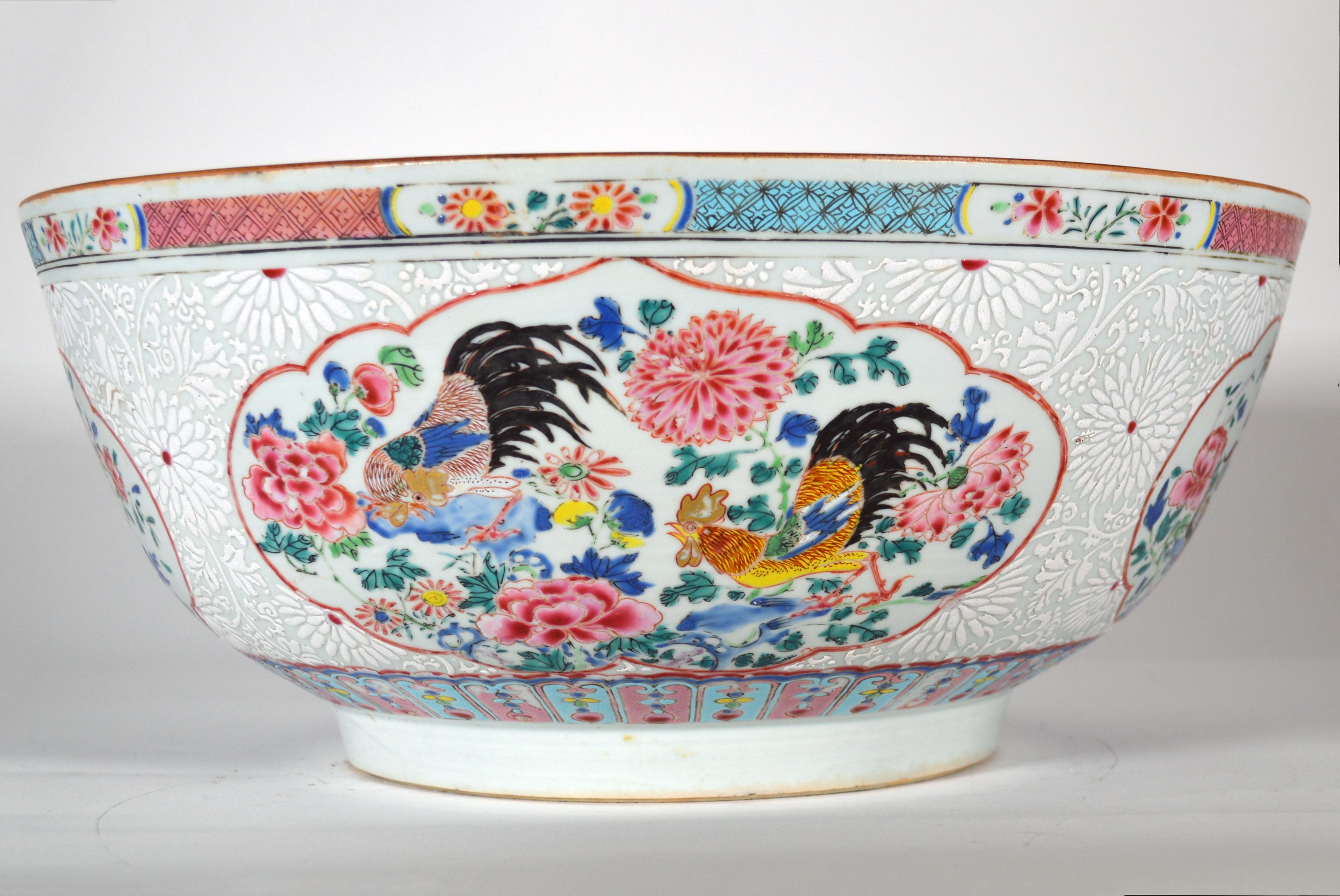 Chinese Export Porcelain Large Famille Rose Punch Bowl, Circa 1765 9