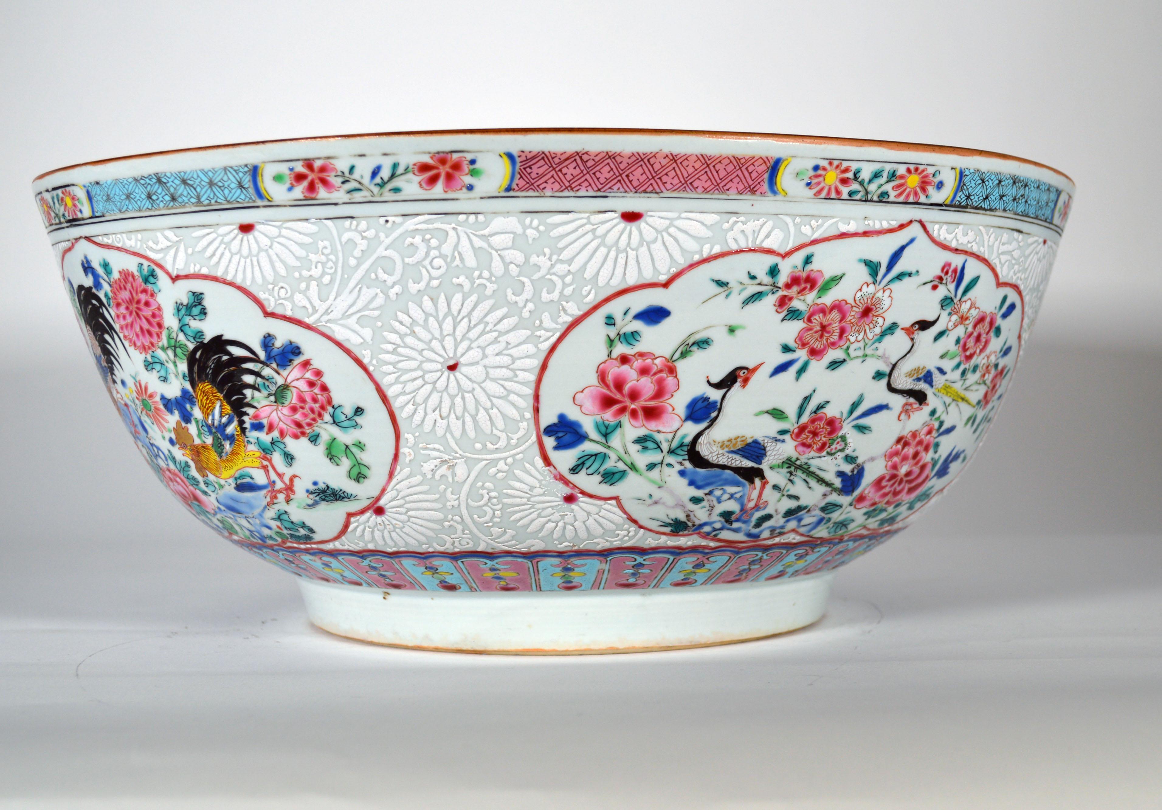 Chinese Export Porcelain Large Famille Rose Punch Bowl, Circa 1765 3