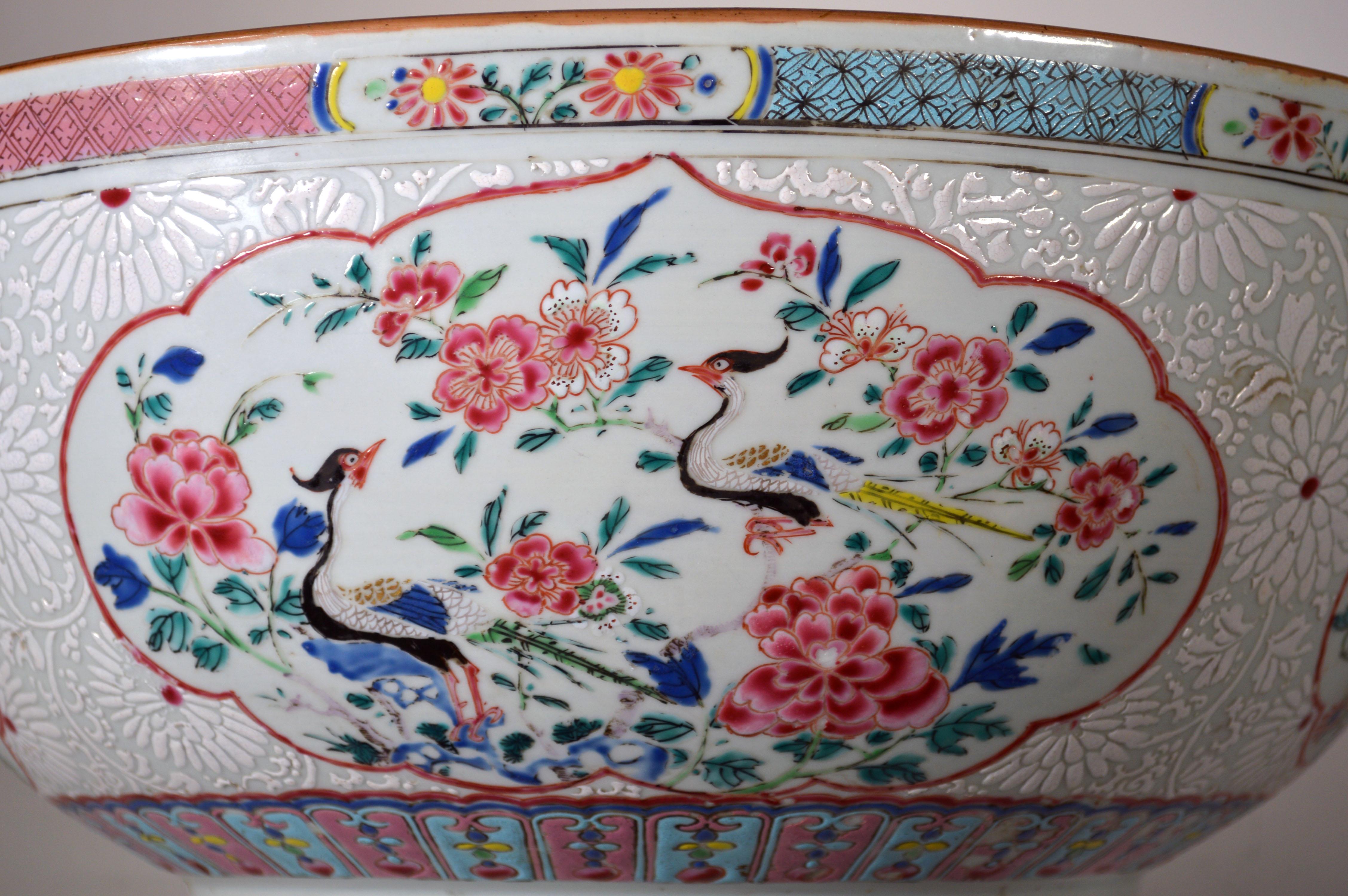 Chinese Export Porcelain Large Famille Rose Punch Bowl, Circa 1765 5