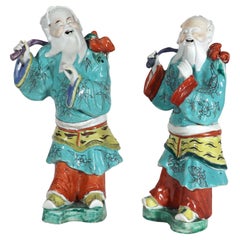 Grandes figures de personnages mythiques en porcelaine d'exportation chinoise