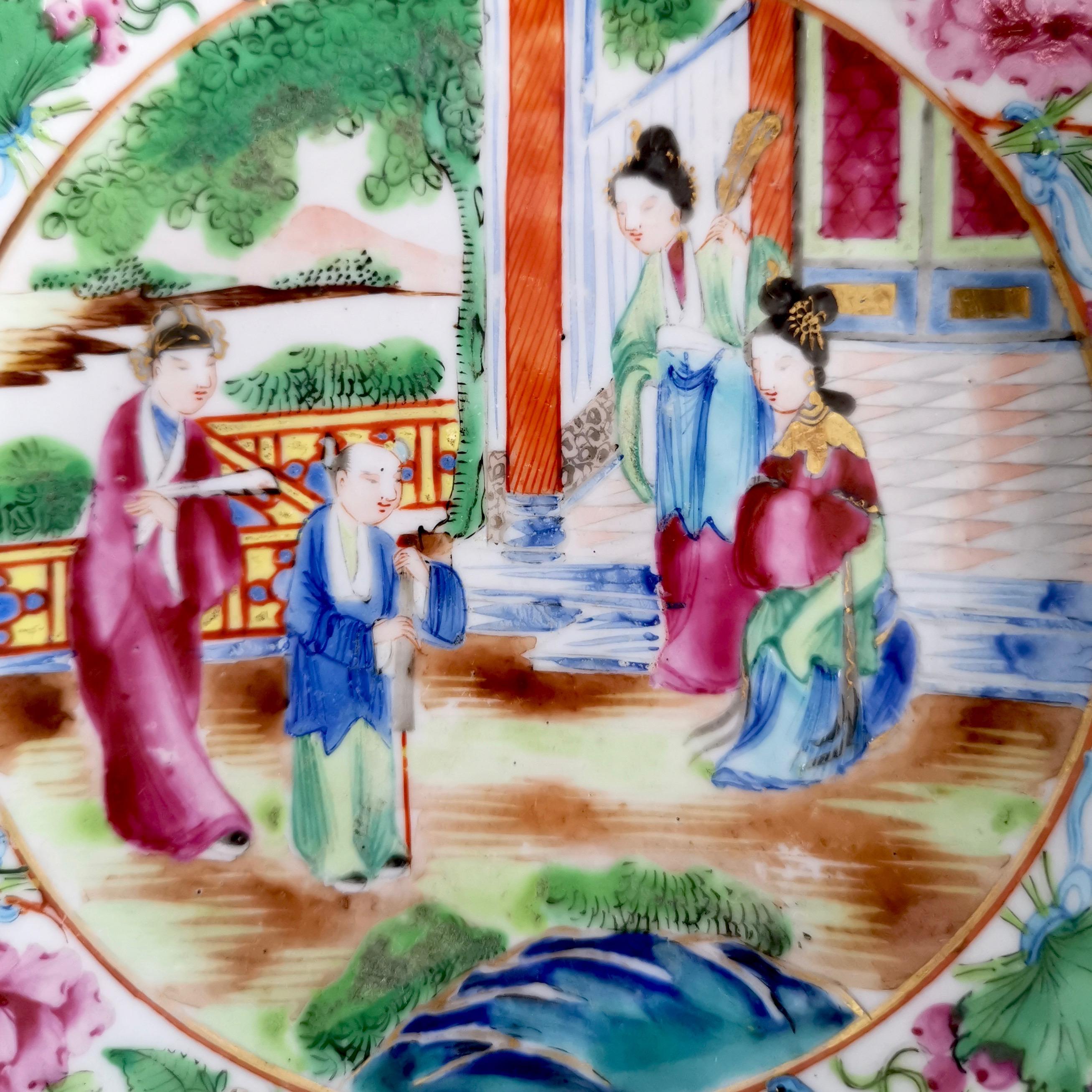 Chinese Export Porcelain Breakfast Teacup, Canton Famille Verte Figures, '1' 5