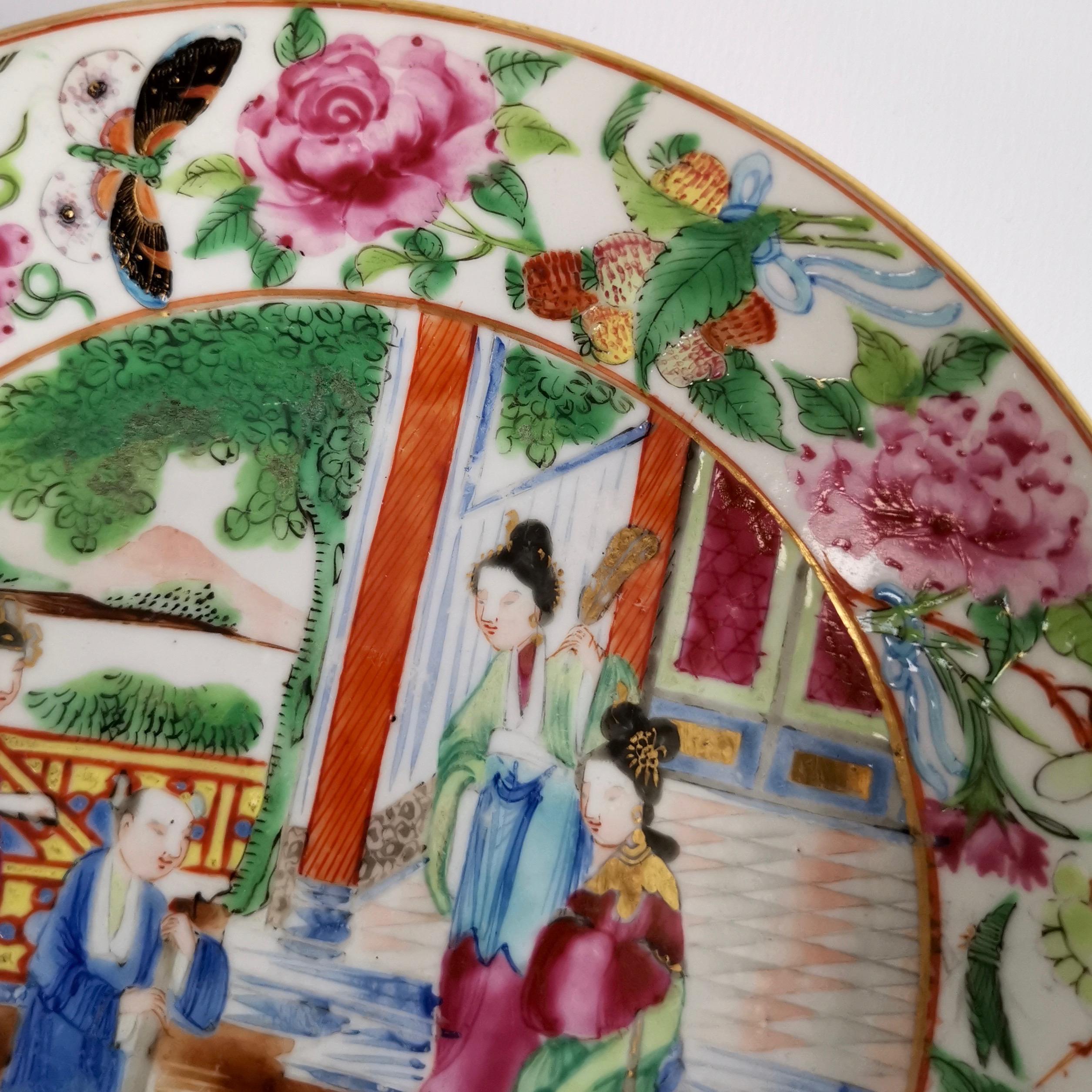 Chinese Export Porcelain Breakfast Teacup, Canton Famille Verte Figures, '1' 6