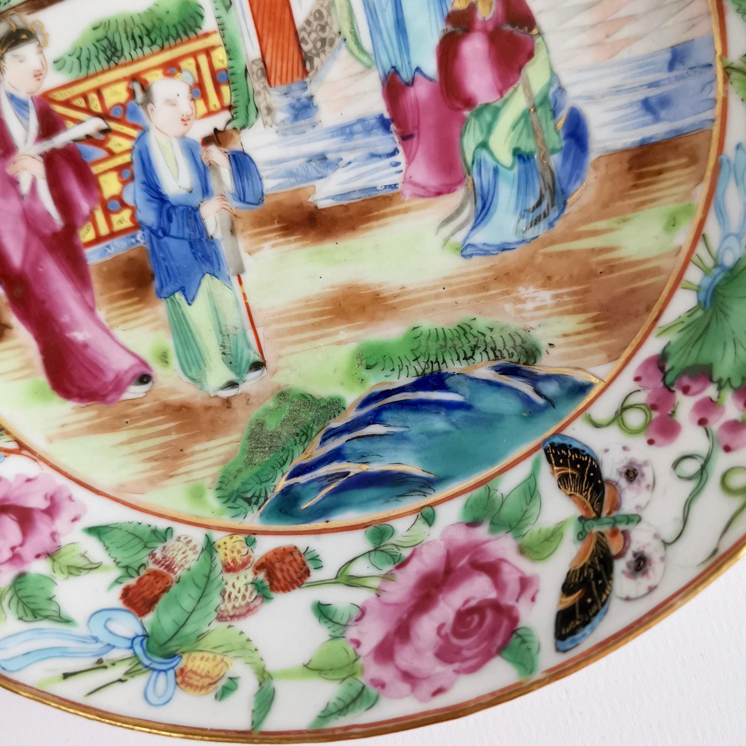 Chinese Export Porcelain Breakfast Teacup, Canton Famille Verte Figures, '1' 7