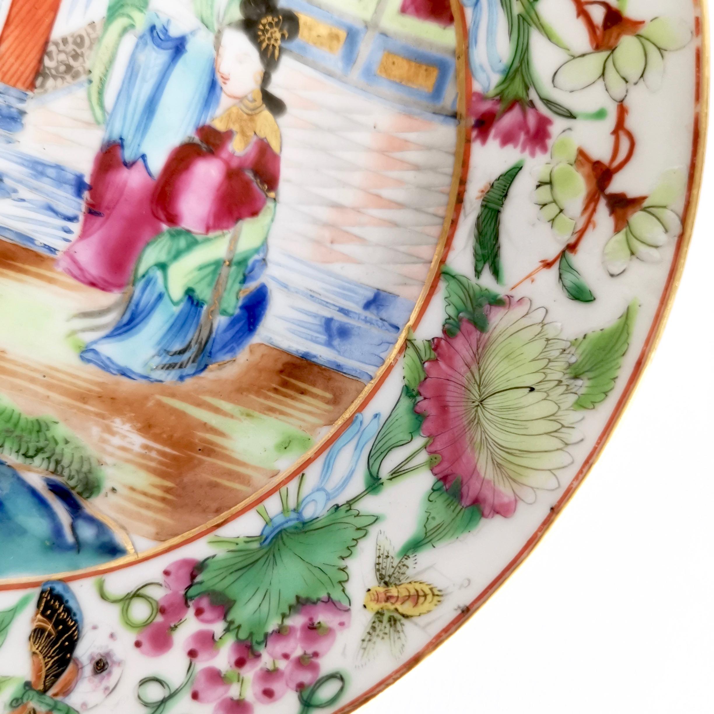 Chinese Export Porcelain Breakfast Teacup, Canton Famille Verte Figures, '1' 8