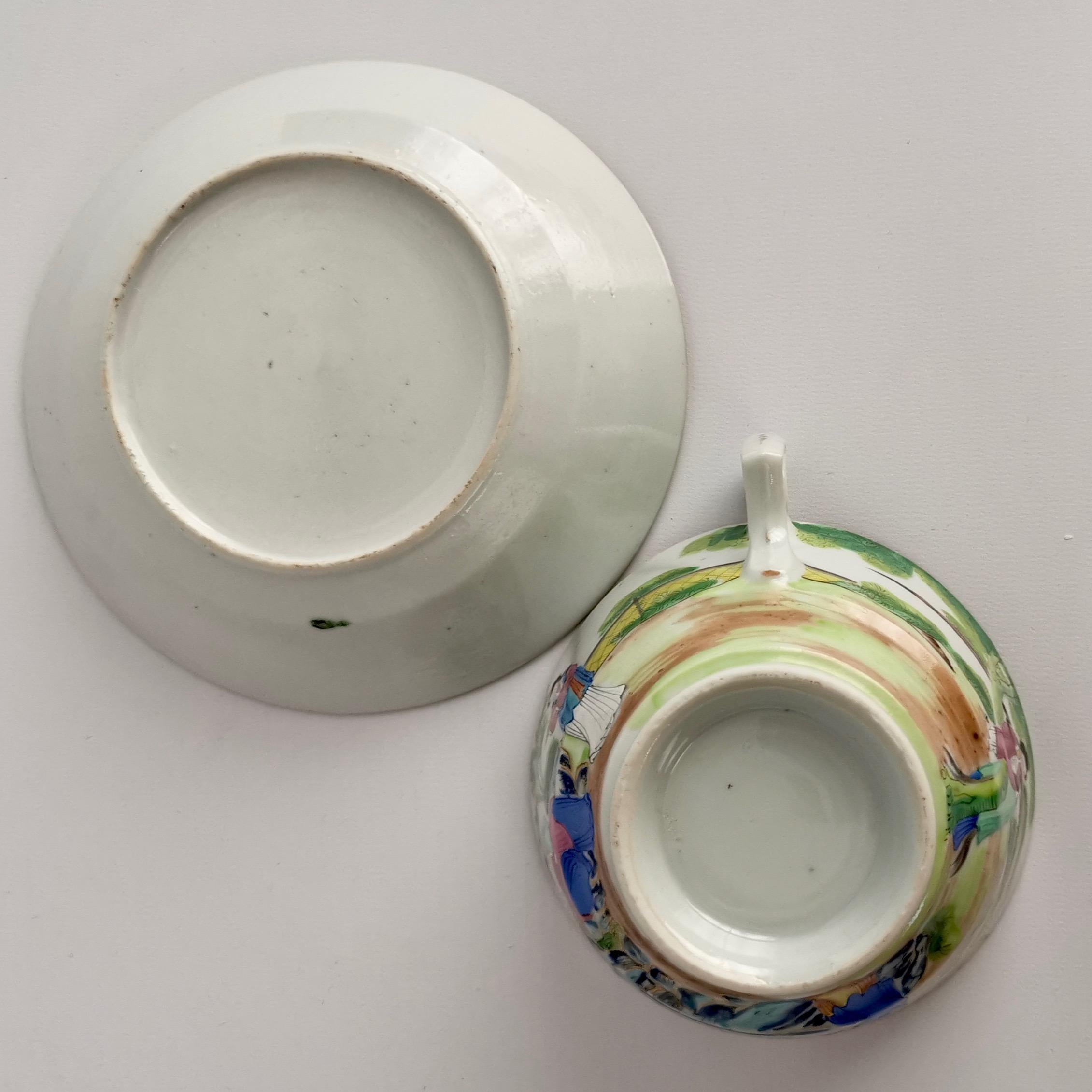 Chinese Export Porcelain Breakfast Teacup, Canton Famille Verte Figures, '1' 9