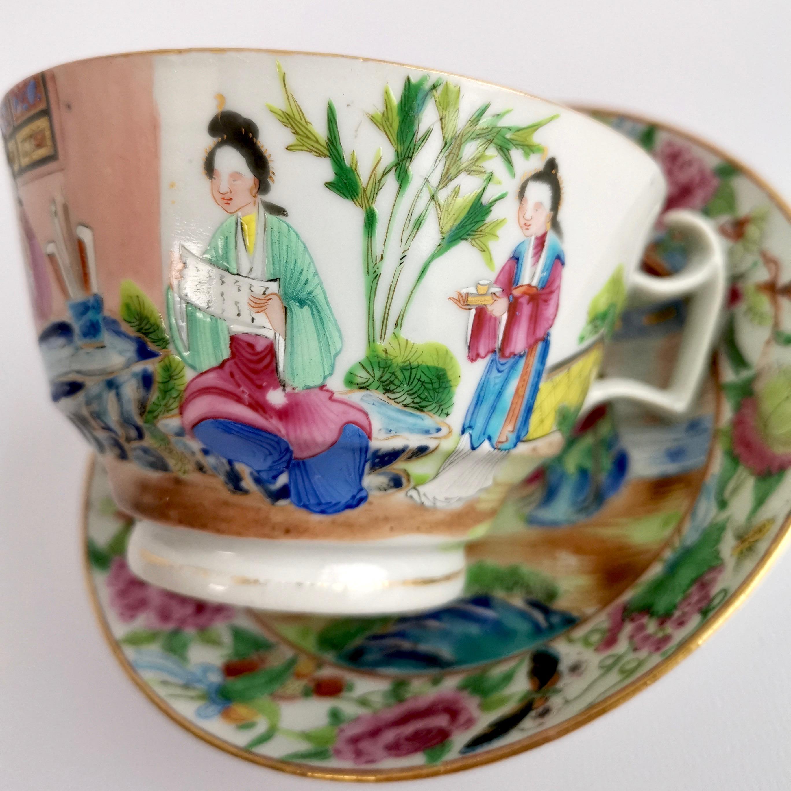 Chinese Export Porcelain Breakfast Teacup, Canton Famille Verte Figures, '1' 1