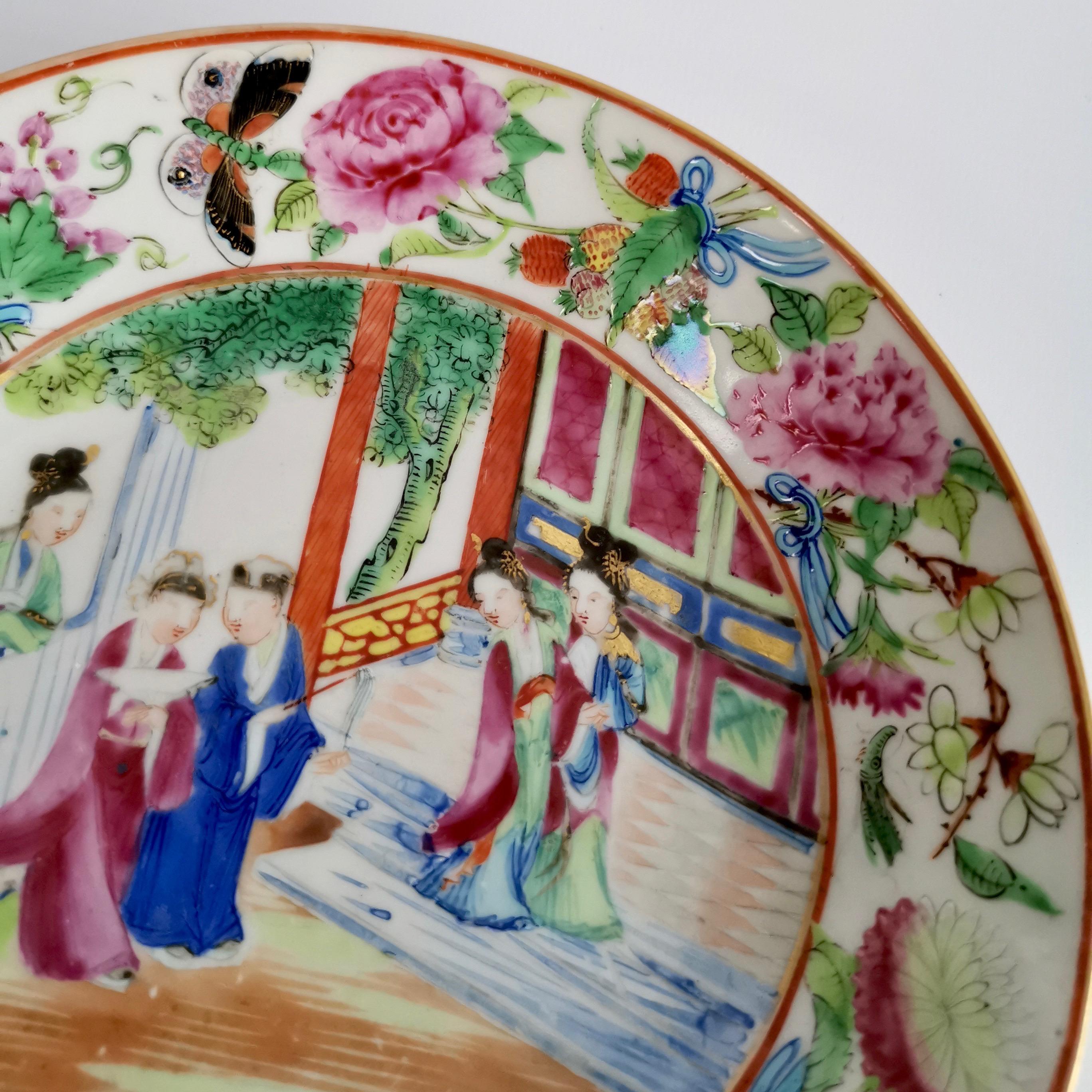 Porcelain Breakfast Teacup, Chinese Export, Canton Famille Verte Figures, '2' 3