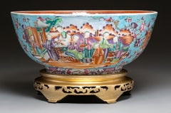 Chinese Export Porcelain Large Turquoise Punch Bowl, circa 1775-1785
