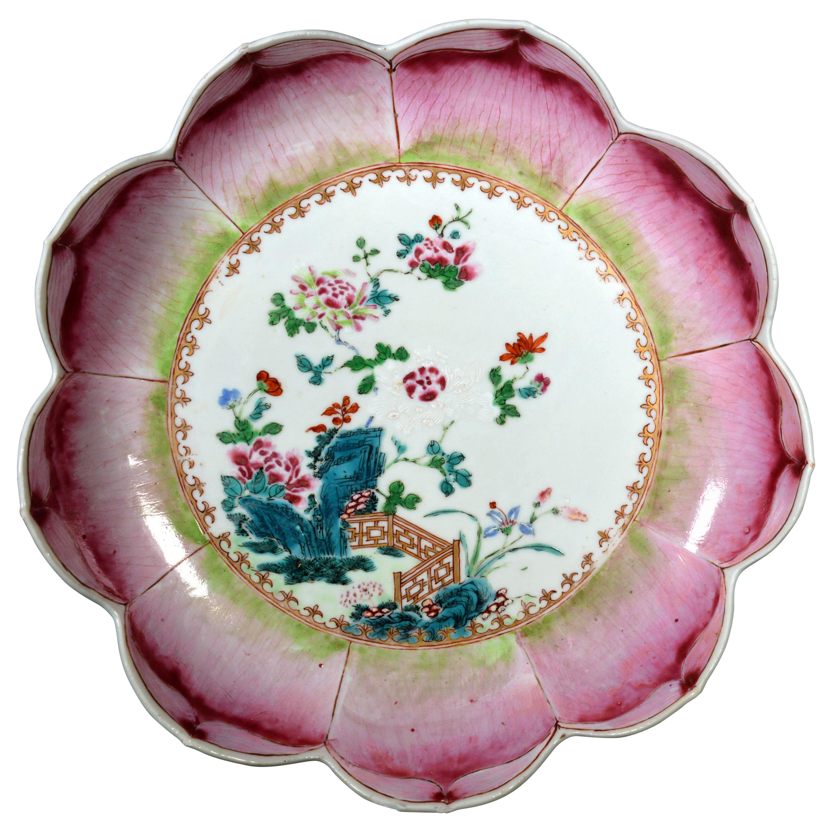 Chinese Export Porcelain Lotus Leaf Shaped Dish, circa 1765