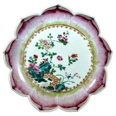 Vintage Chinese Export Porcelain Lotus Leaf-Shaped Dish