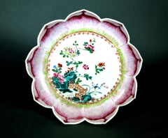 Vintage Chinese Export Porcelain Lotus Leaf-Shaped Dish