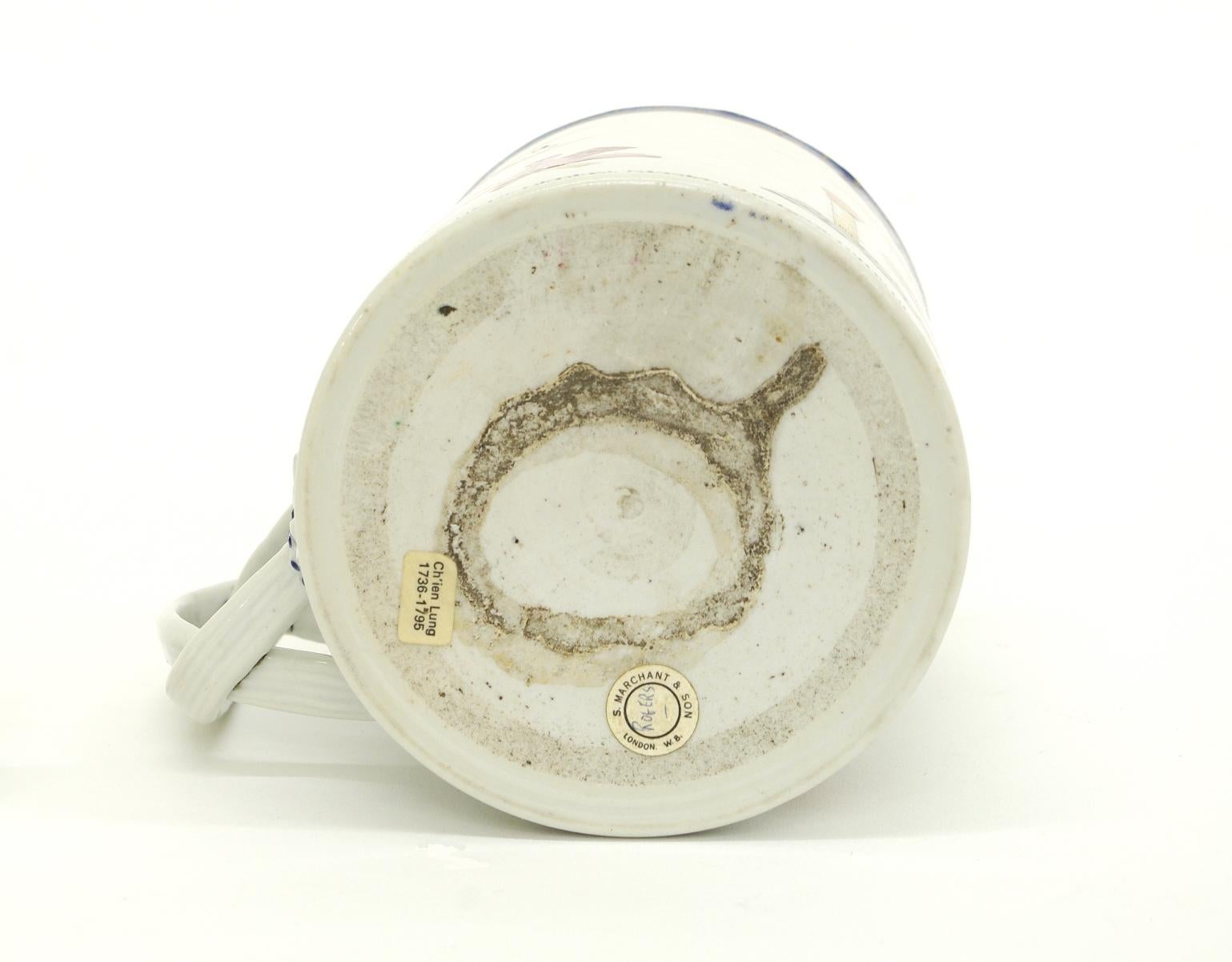 Chinese Export Porcelain Masonic Mug, circa 1795 For Sale 1