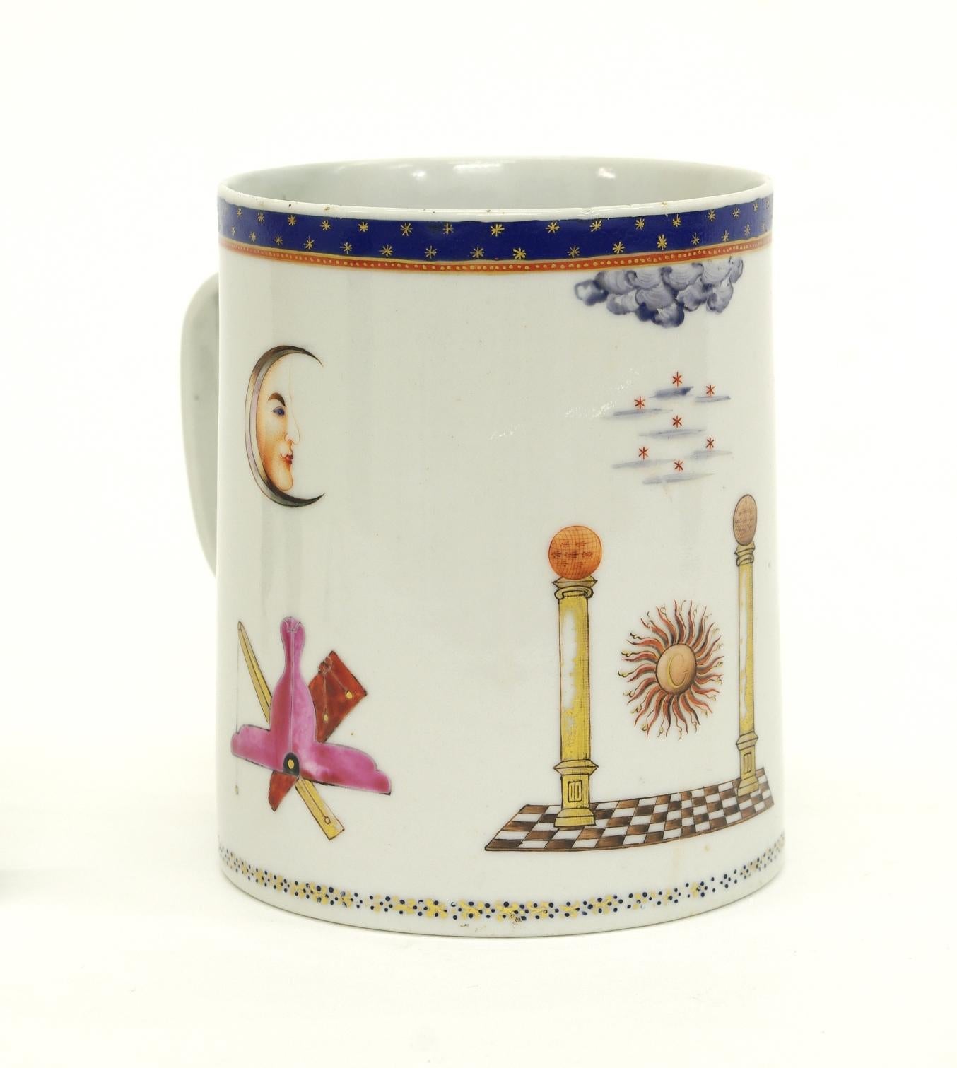 Chinese Export Porcelain Masonic Mug, circa 1795 For Sale 3