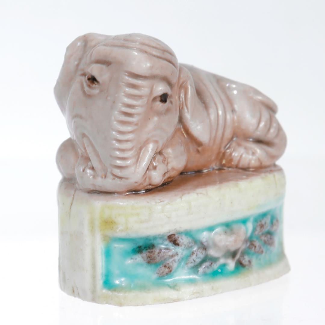 Chinese Export Porcelain Miniature Elephant Figurine For Sale 5