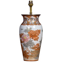Japanese  Porcelain Orange Ground Vase Lamp