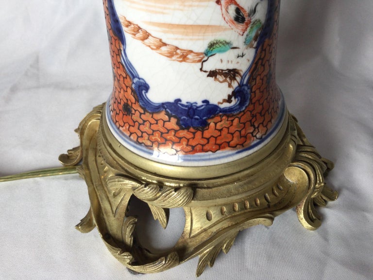 Chinese Export Porcelain Ormolu Mounted Lamp For Sale 1