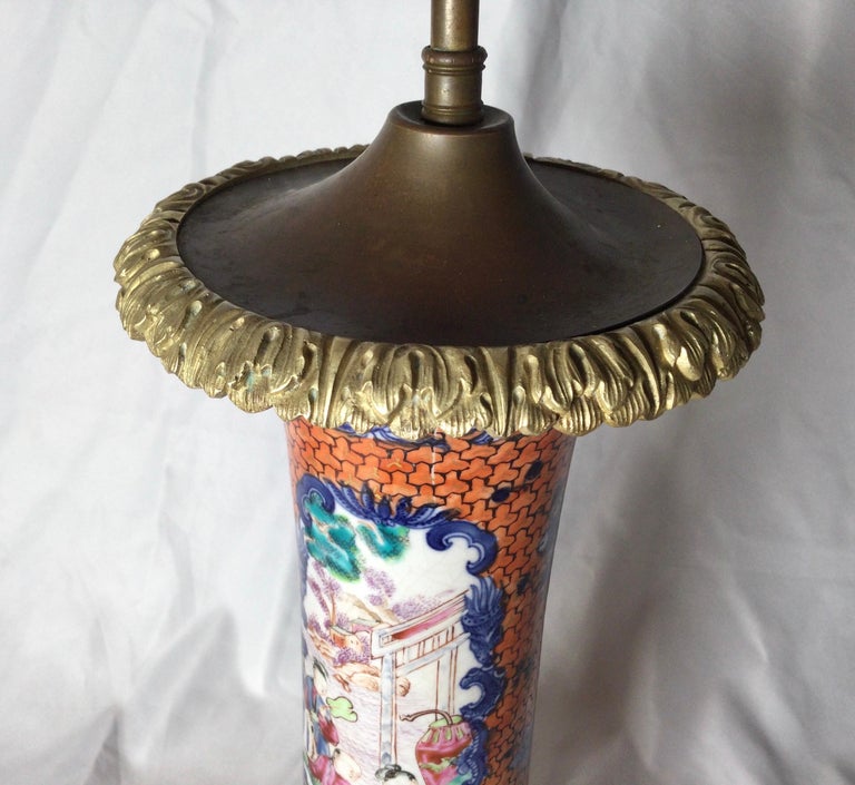 Chinese Export Porcelain Ormolu Mounted Lamp For Sale 4