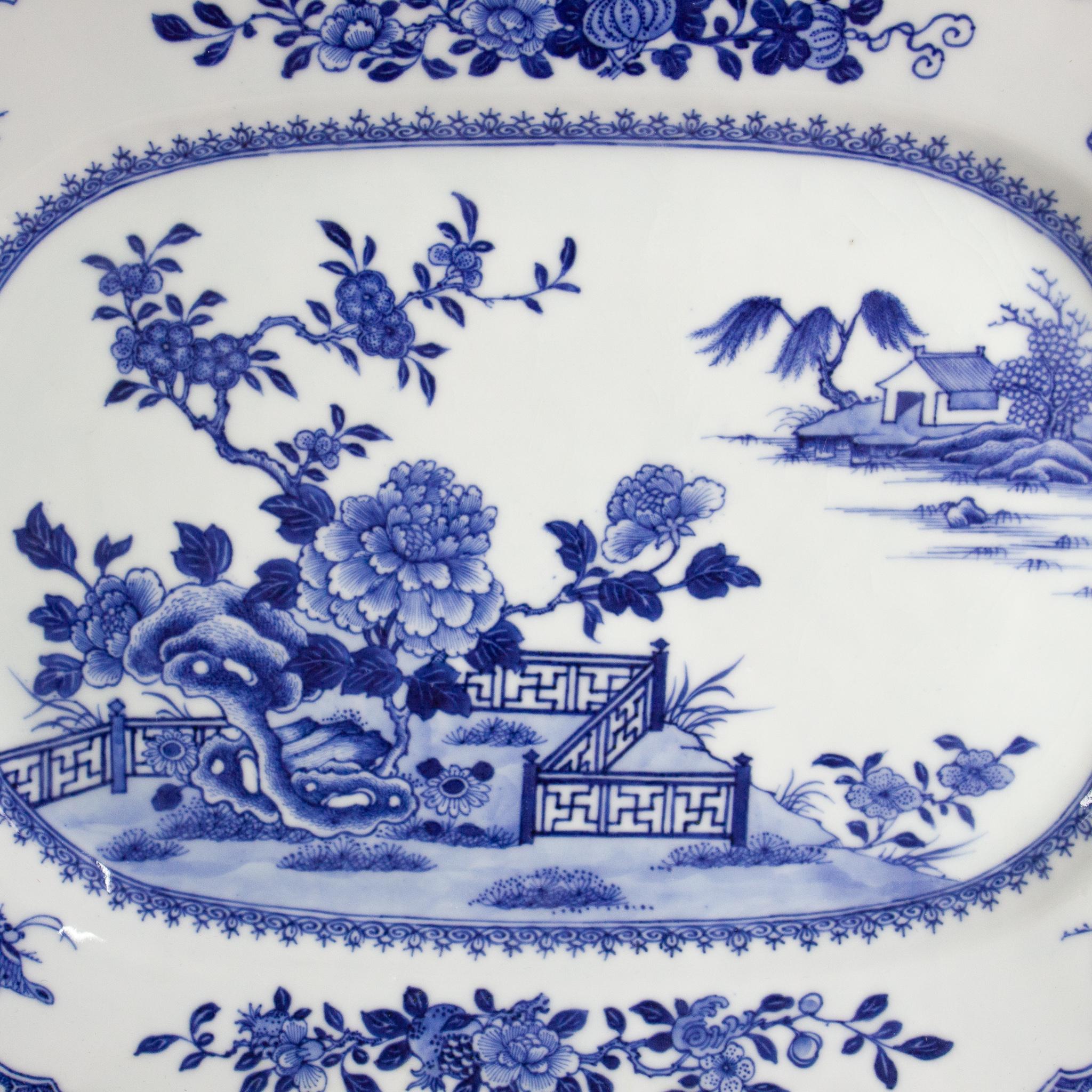 Qing Chinese Export Porcelain Pair of Octogonal Platters, Qianlong '1736-1795' For Sale