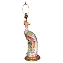 Chinese Export Porcelain Phoenix Table Lamp