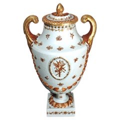 Antique Chinese Export Porcelain Pistol-handled Vase and Cover for the American Market