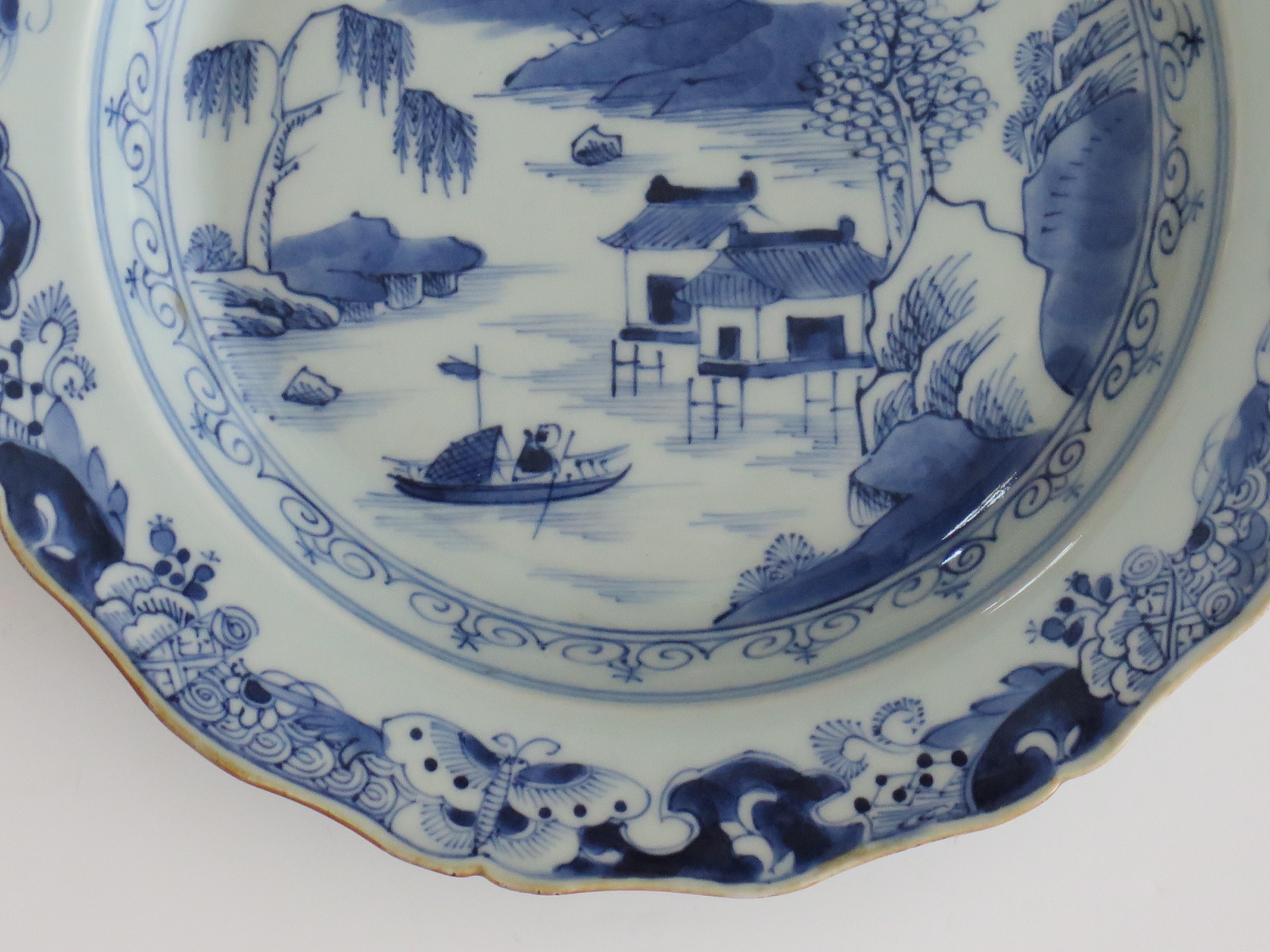 Chinese Export Porcelain Plate Blue and White Waterside Scene, Qing, circa 1770 3