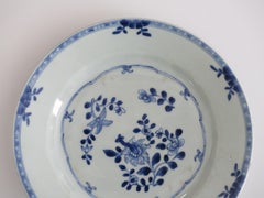 18th C Chinese Porcelain Plate Blue & White Hand Painted, Qing Qianlong Ca 1770