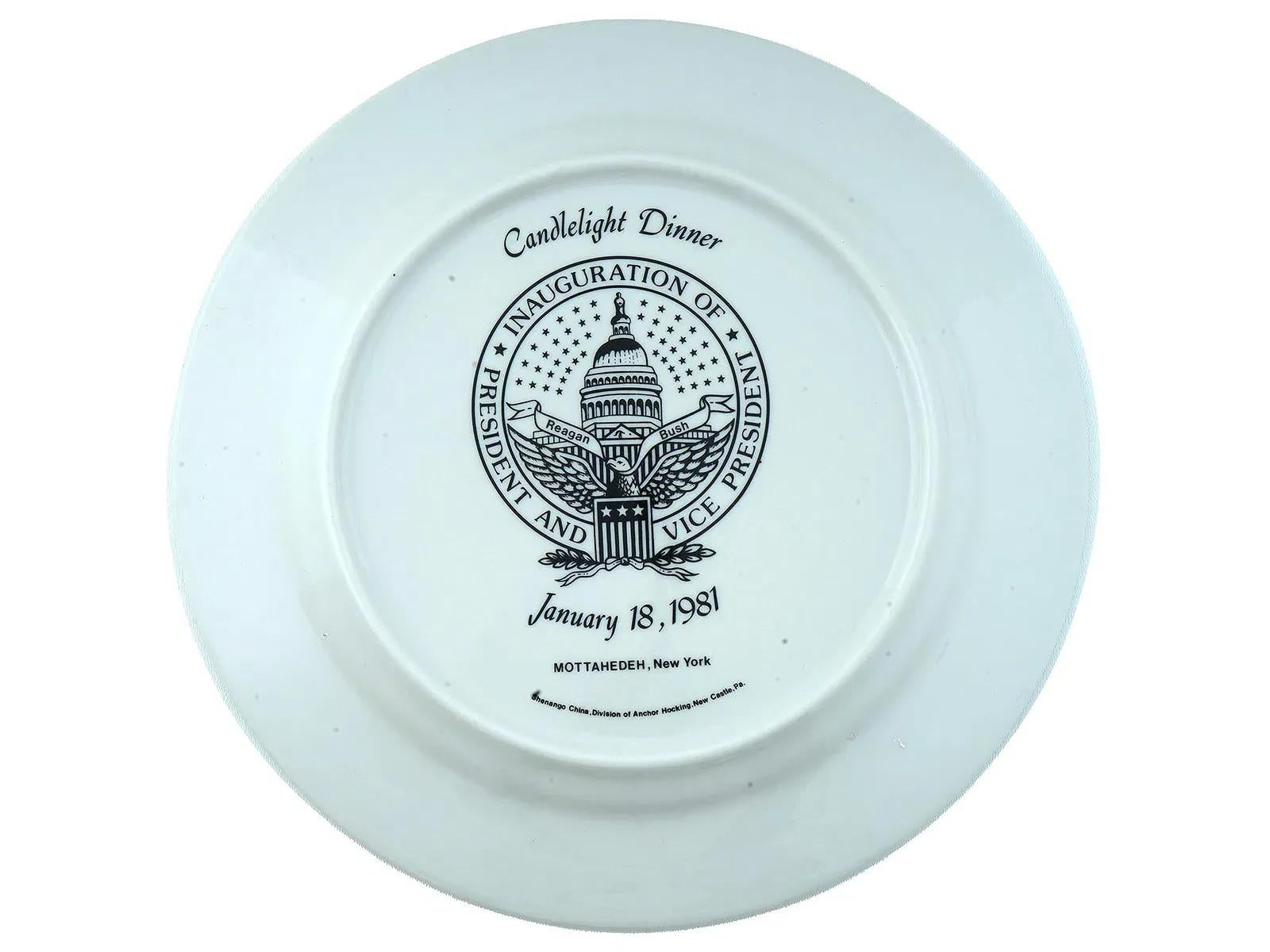 Chinese Export Porcelain Plate Reagan Bush Inauguration For Sale 1