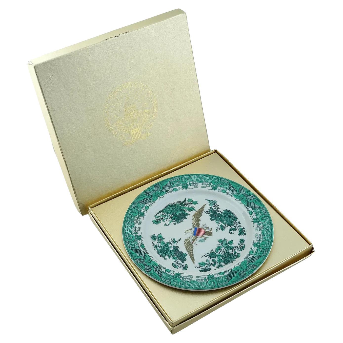 Chinese Export Porcelain Plate Reagan Bush Inauguration For Sale