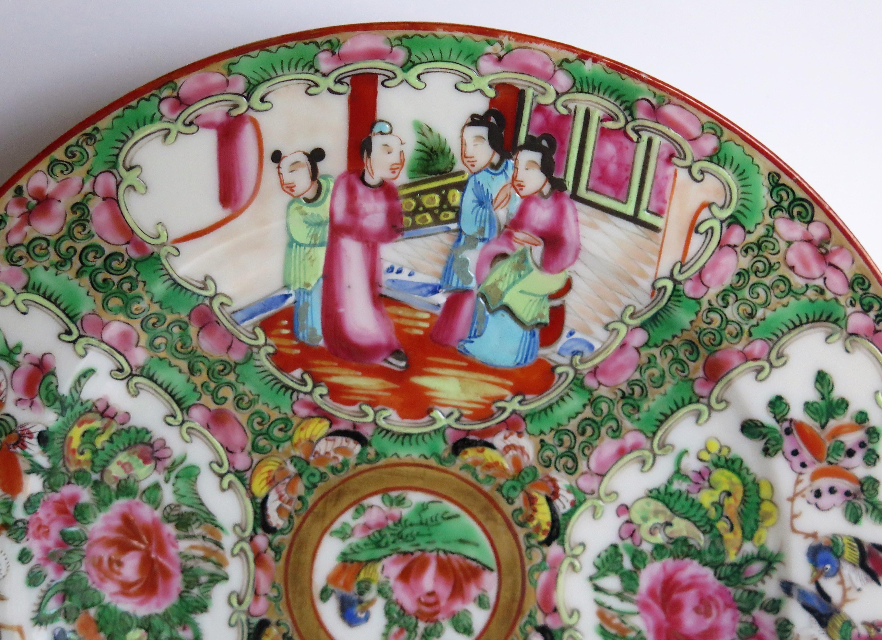 Chinese Export Porcelain Plate Rose Medallion Hand Painted, Qing, circa 1870 5