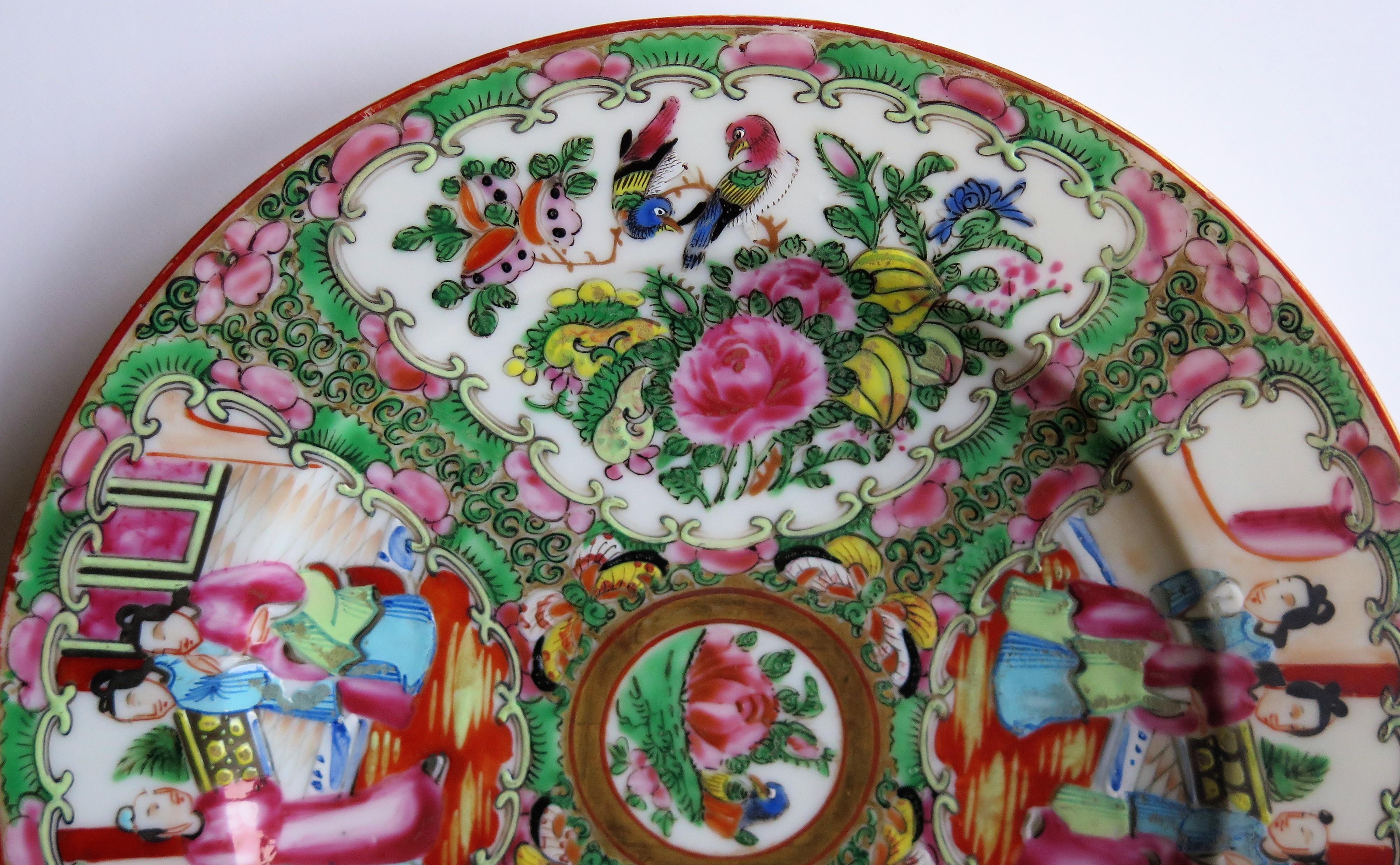 Chinese Export Porcelain Plate Rose Medallion Hand Painted, Qing, circa 1870 6