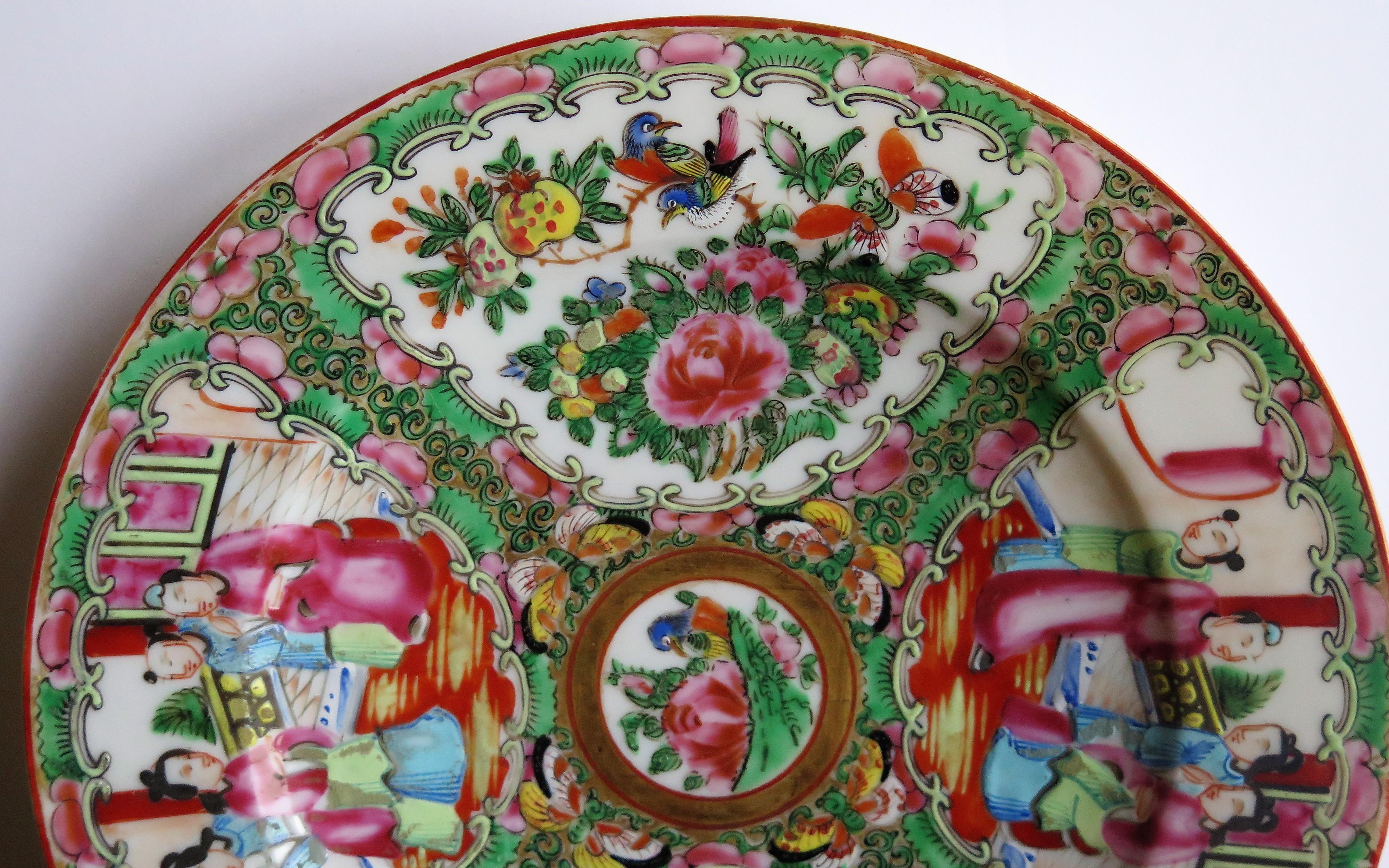 Chinese Export Porcelain Plate Rose Medallion Hand Painted, Qing, circa 1870 7