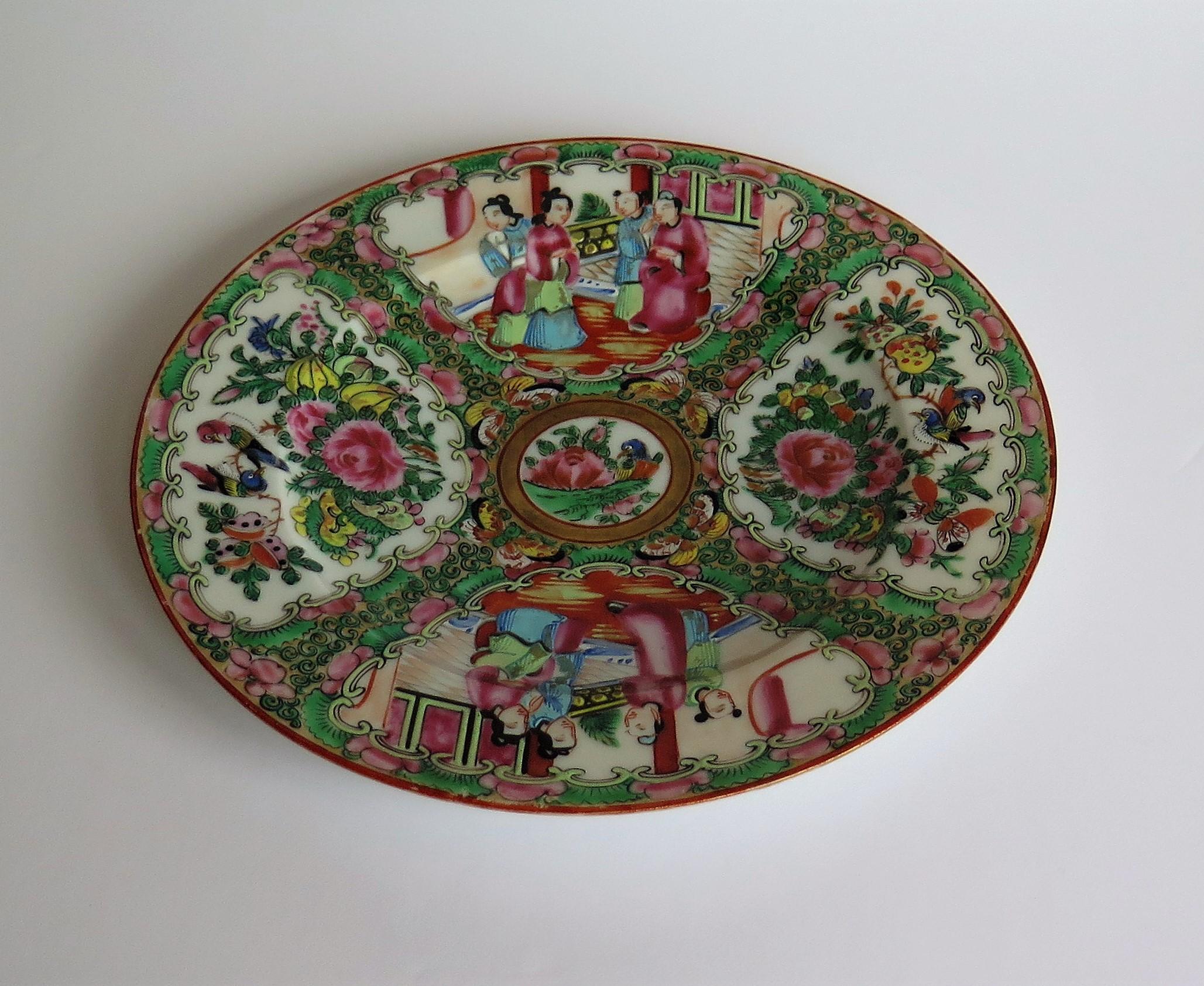 Chinese Export Porcelain Plate Rose Medallion Hand Painted, Qing, circa 1870 8