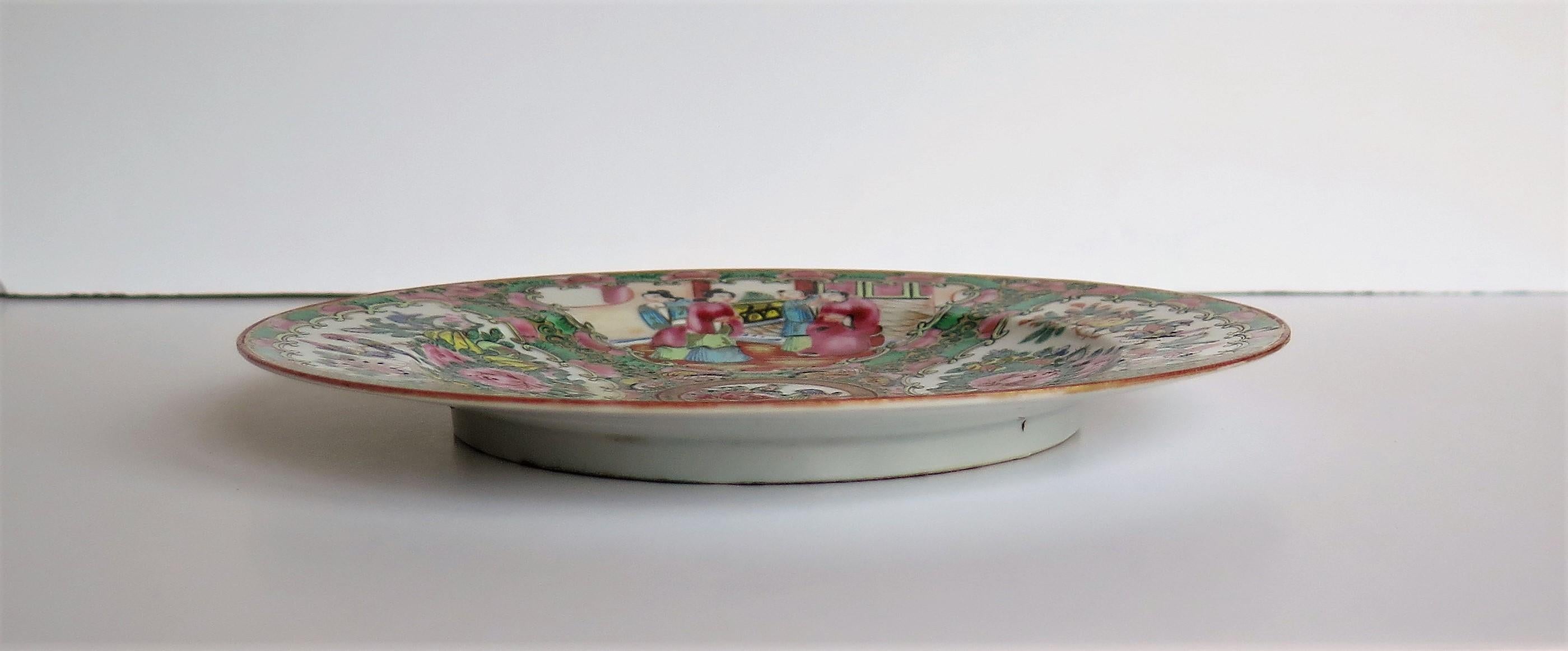 Chinese Export Porcelain Plate Rose Medallion Hand Painted, Qing, circa 1870 9