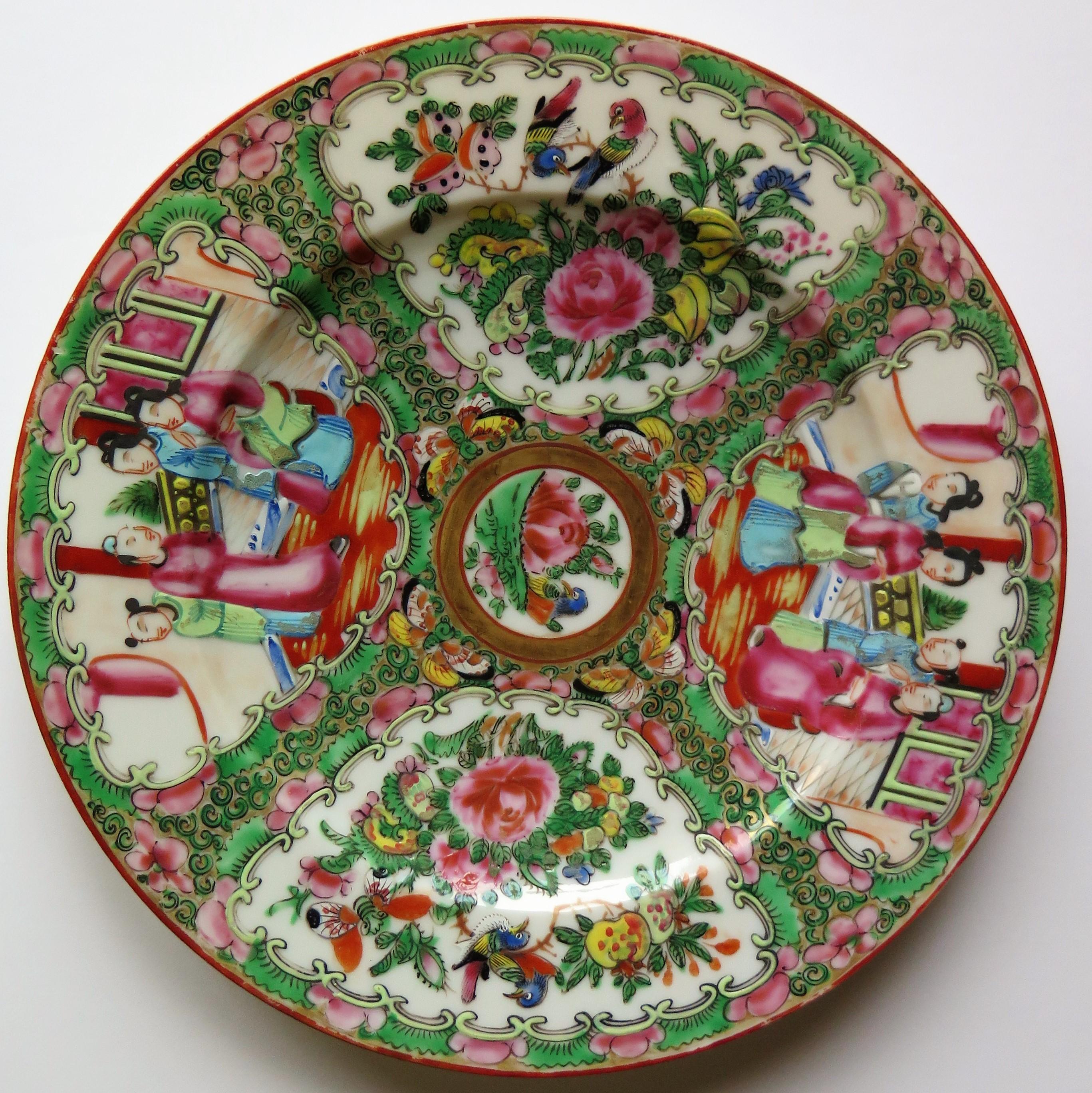 Chinese Export Porcelain Plate Rose Medallion Hand Painted, Qing, circa 1870 1