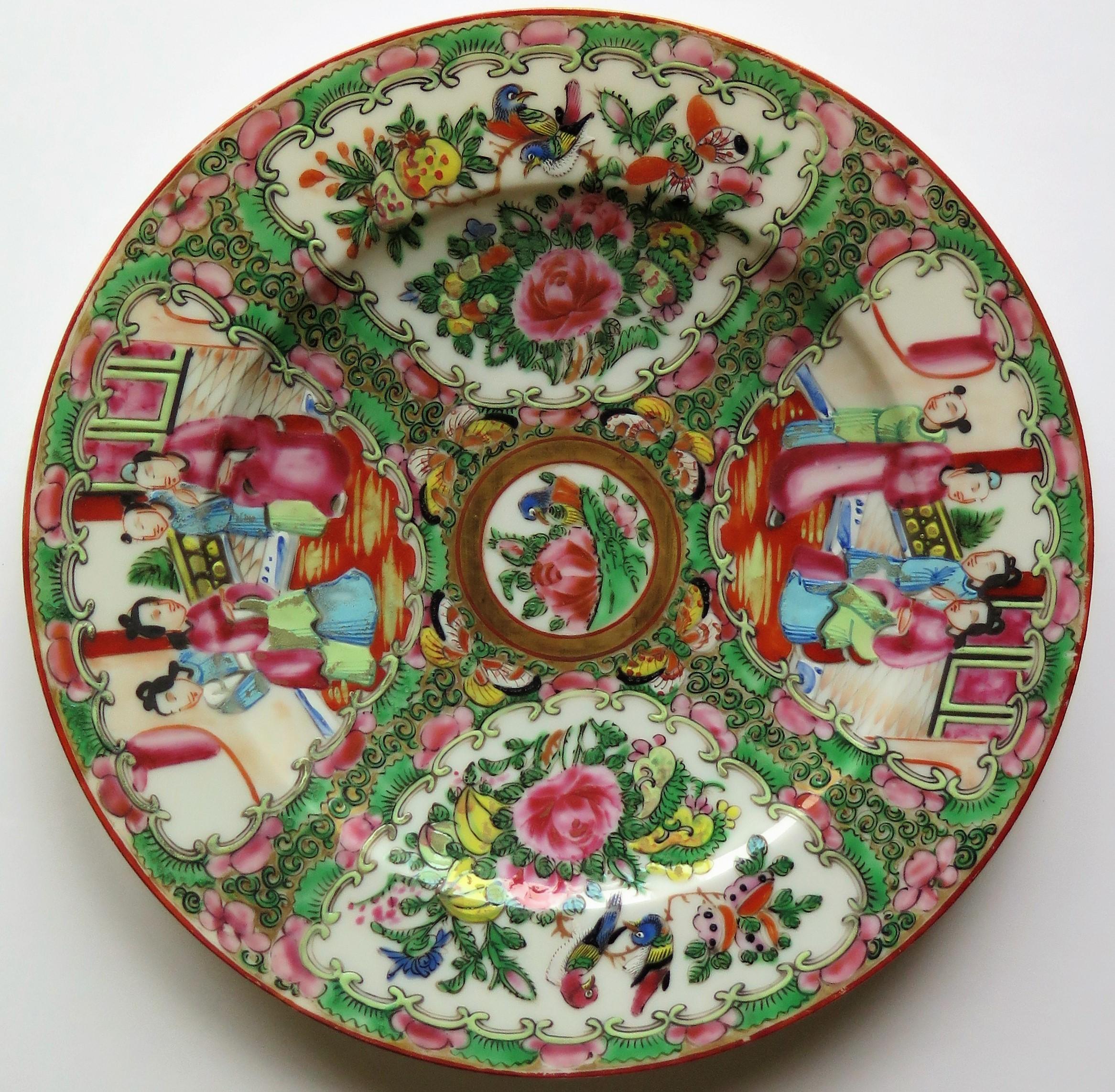 Chinese Export Porcelain Plate Rose Medallion Hand Painted, Qing, circa 1870 2